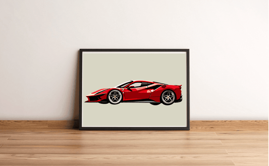 Ferrari SF90 Stradale – Minimalist Red Car Print - mezetto KEOLIX KEOLIX