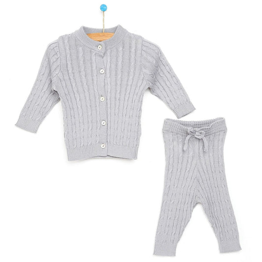 HelloBaby Newborn Knit Cardigan - Grey