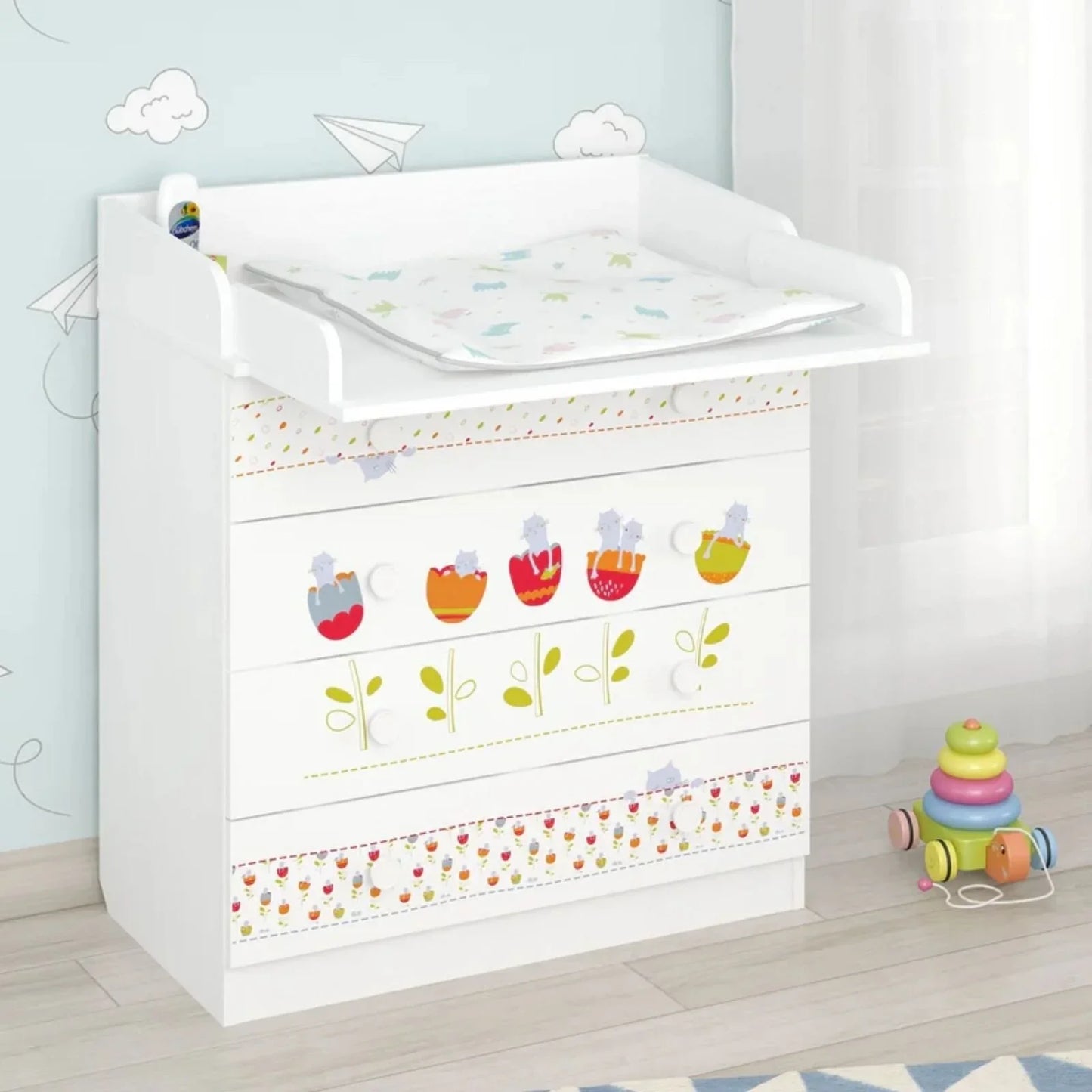 Shefa Kids 800 Changing Dresser - Sleepy Kittens