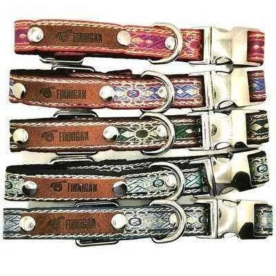 Finnigan Small Dog Collar: Personalised Engraving & Designer Fabrics - mezetto