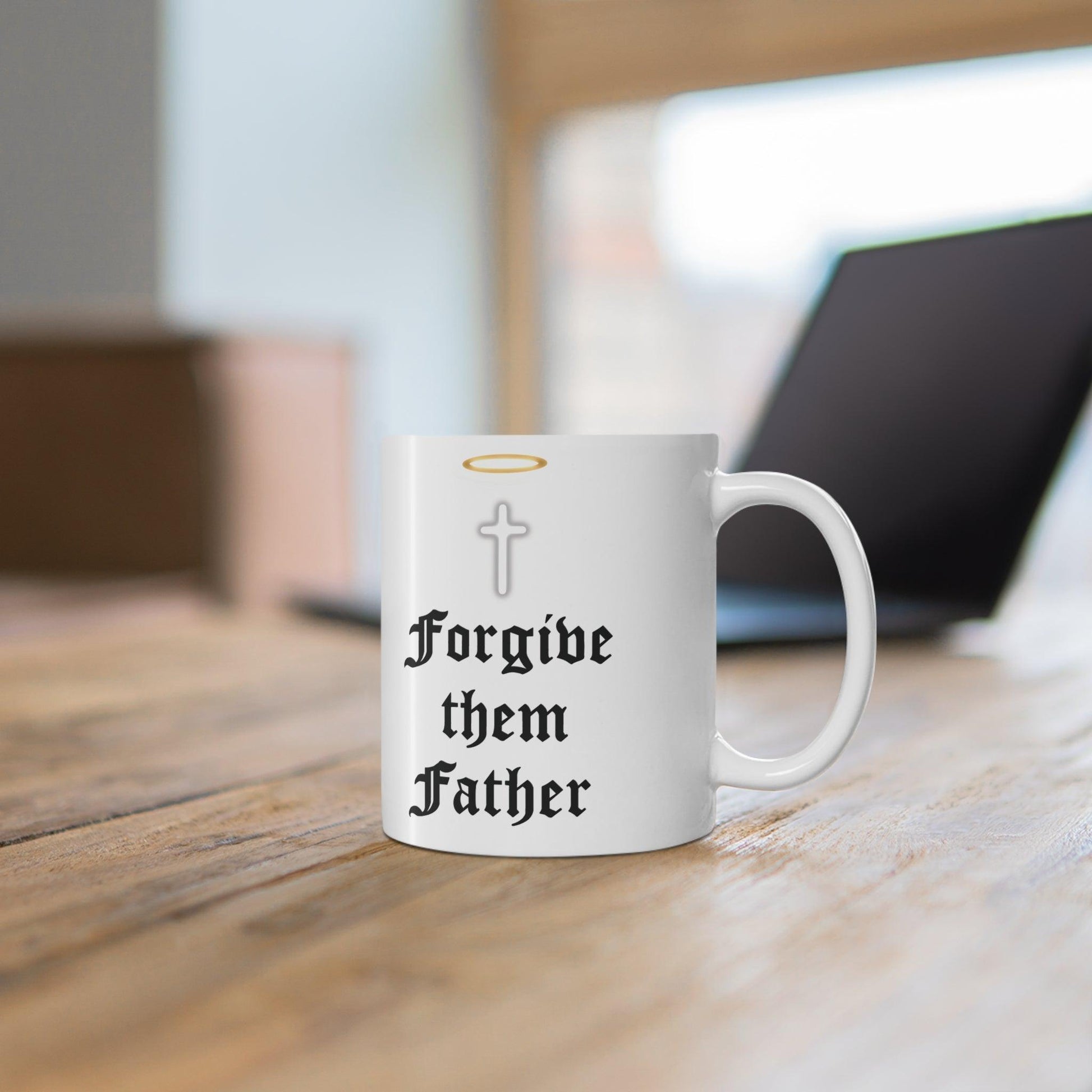 Forgive Them Father Cross Mug | 11 oz Faith & Peace - mezetto KEOLIX KEOLIX