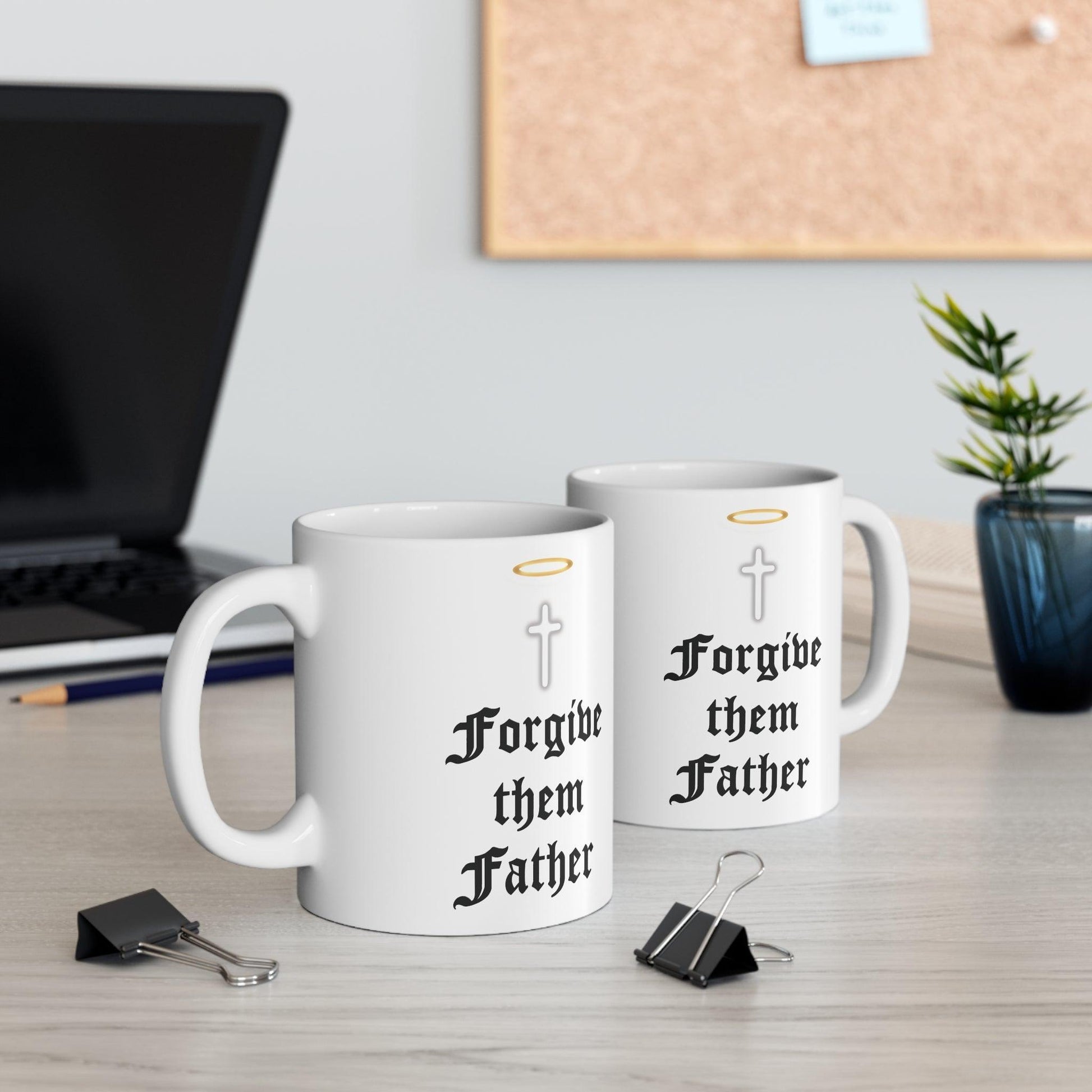Forgive Them Father Cross Mug | 11 oz Faith & Peace - mezetto KEOLIX KEOLIX
