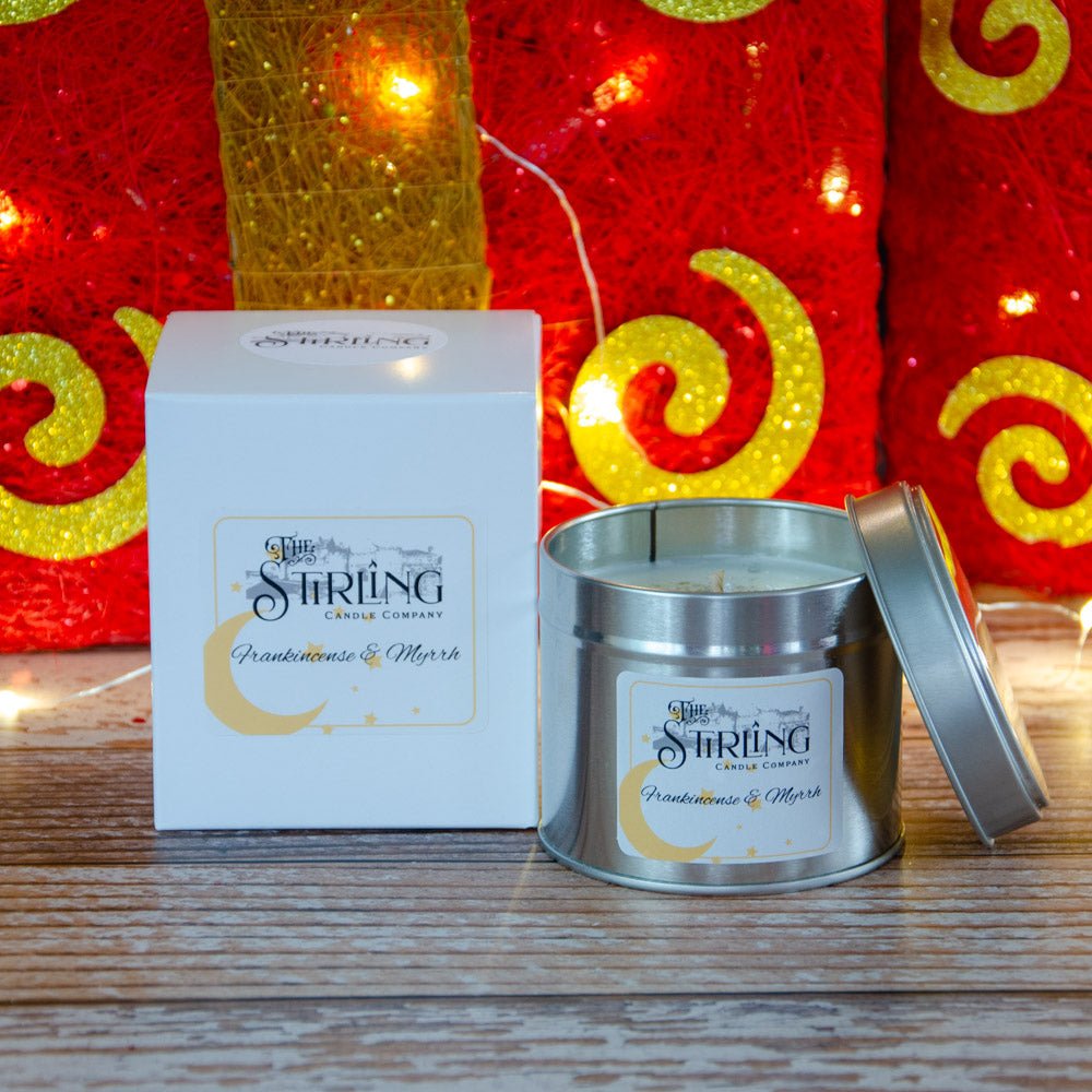 Frankincense & Myrrh - Travel Tin Candle - Cotton Wick - mezetto Shopify Collective The Stirling Candle Company