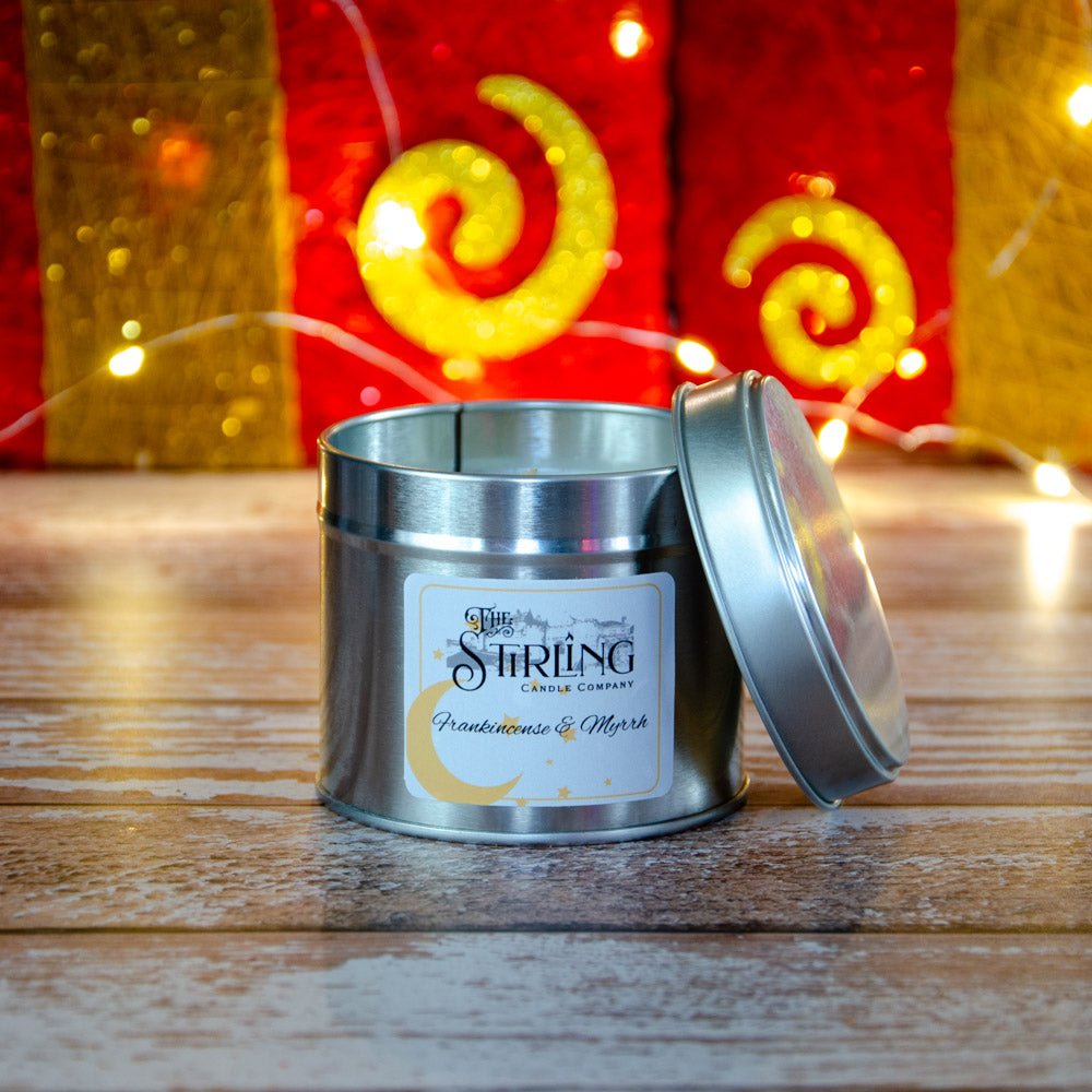 Frankincense & Myrrh - Travel Tin Candle - Cotton Wick - mezetto Shopify Collective The Stirling Candle Company