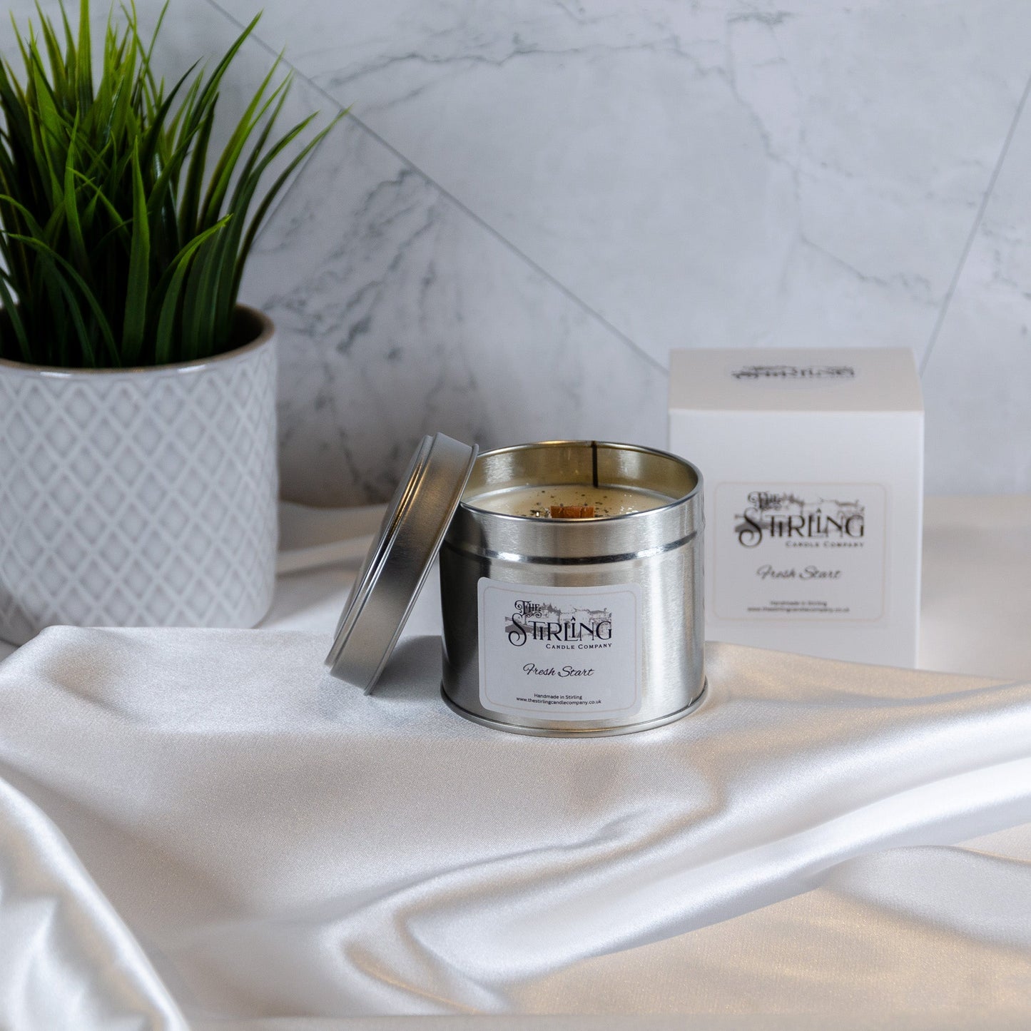 Fresh Start - Travel Tin Candle - Wooden Wick - mezetto Shopify Collective The Stirling Candle Company