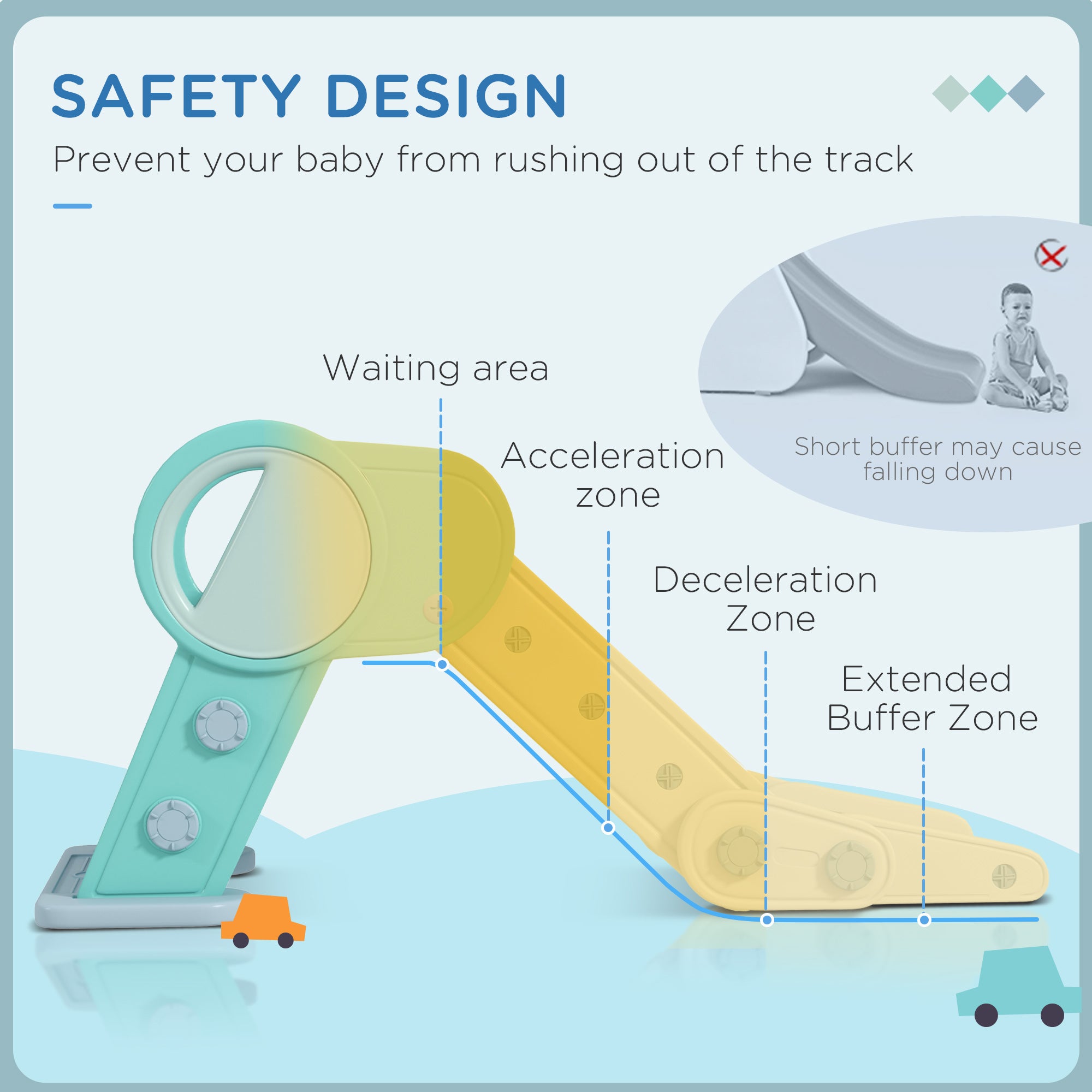 AIYAPLAY Foldable Kids Slide, Freestanding Baby Slide, for Ages 1.5-3 Years-2