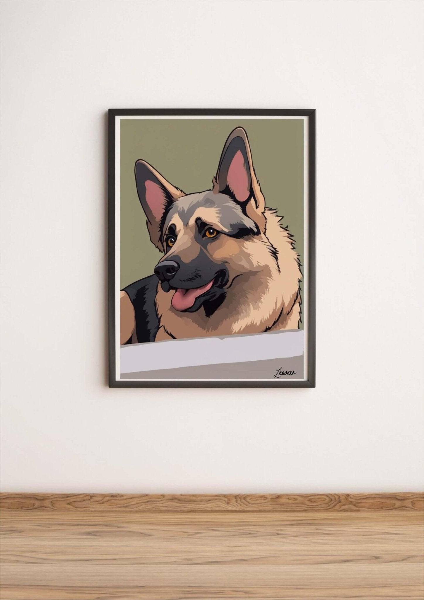 German Shepherd Cartoon Print | Loyal Dog Wall Art - mezetto KEOLIX KEOLIX