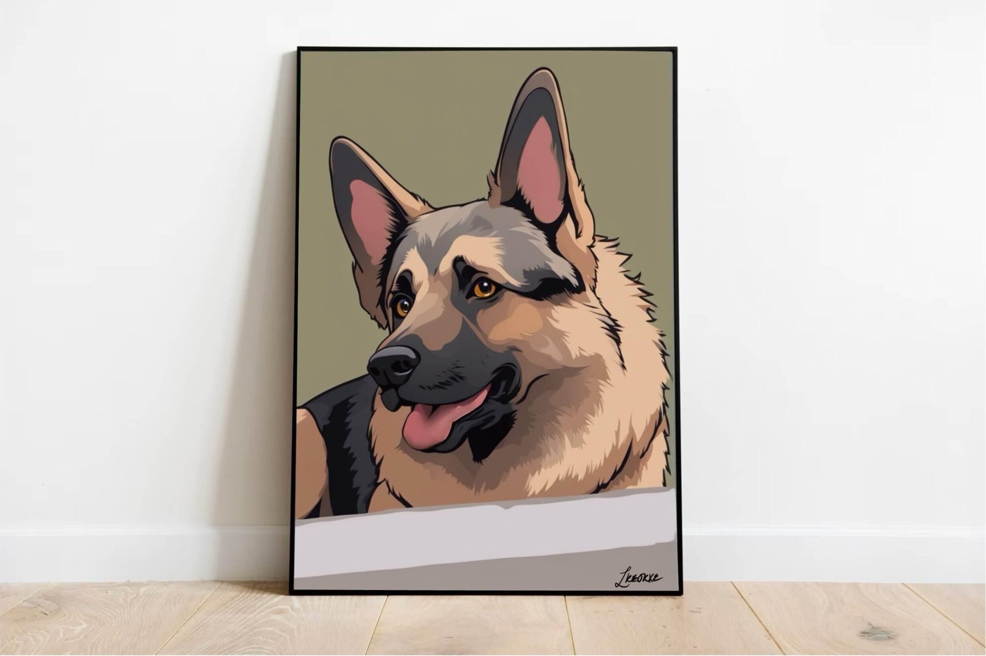 German Shepherd Cartoon Print | Loyal Dog Wall Art - mezetto KEOLIX KEOLIX