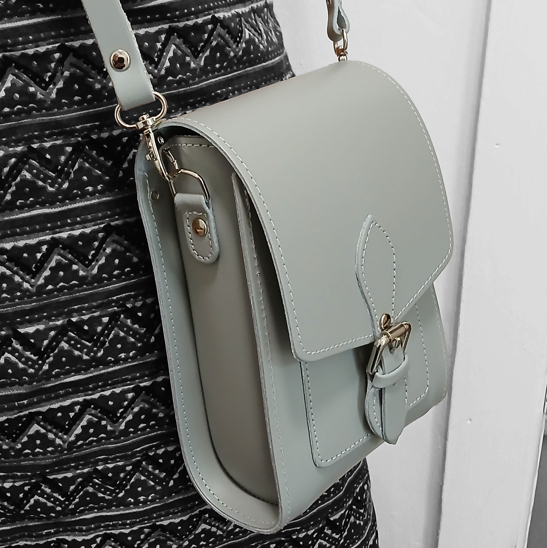 Handmade Leather Festival Phone Bag - Ghost Grey-3