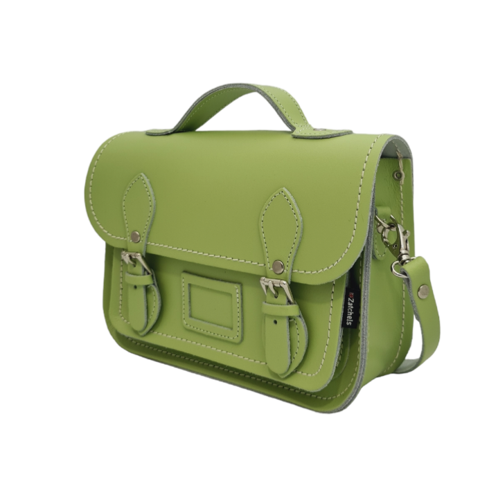 Leather Midi Satchel - Grass Green-1