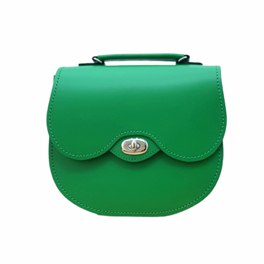 Handmade Leather Twist Lock Saddle Bag - Green-0