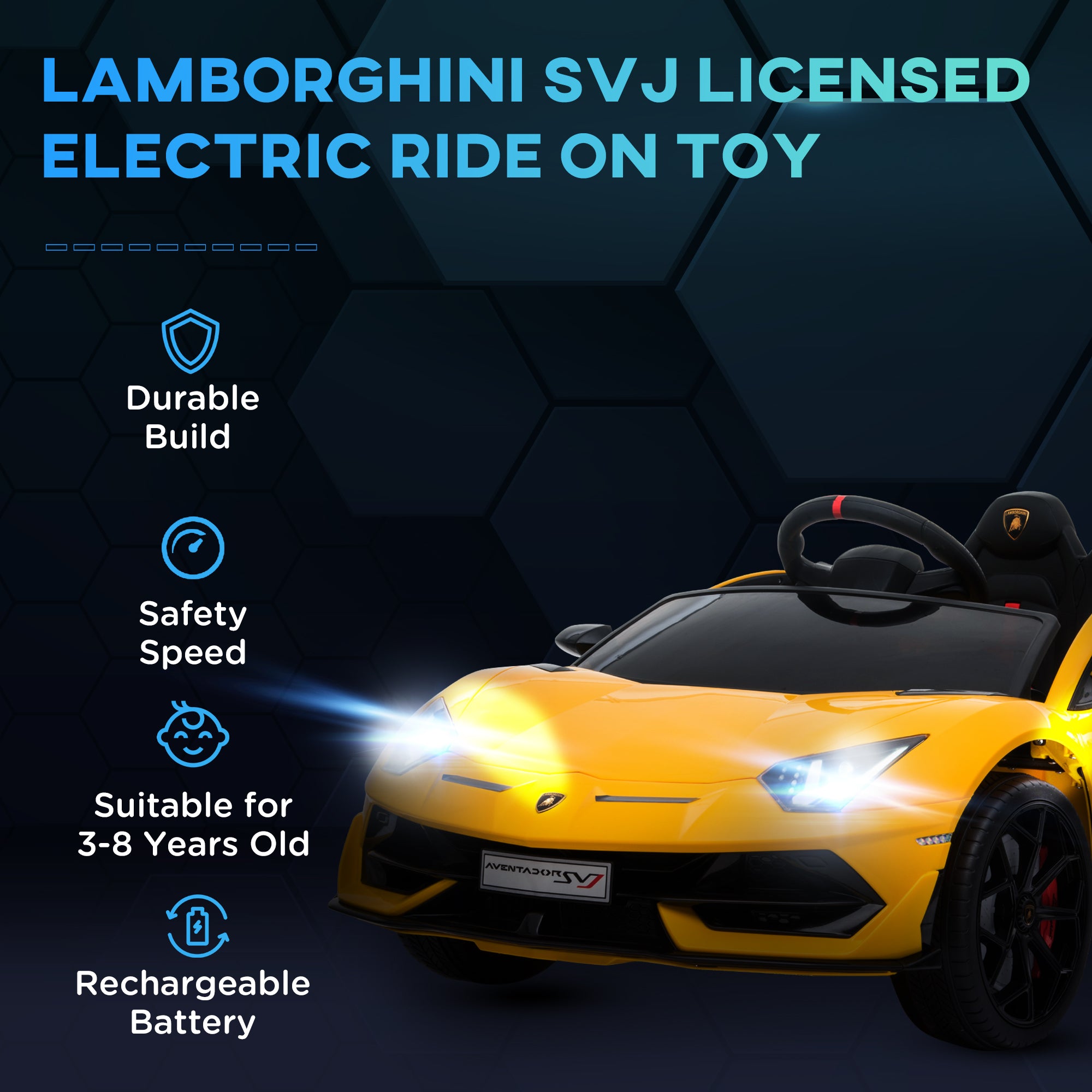 Kids Electric Ride On Car Compatible 12V Battery-powered Lamborghini Aventador Sports Racing Car Toy w/ Parental Remote Control | HOMCOM-2