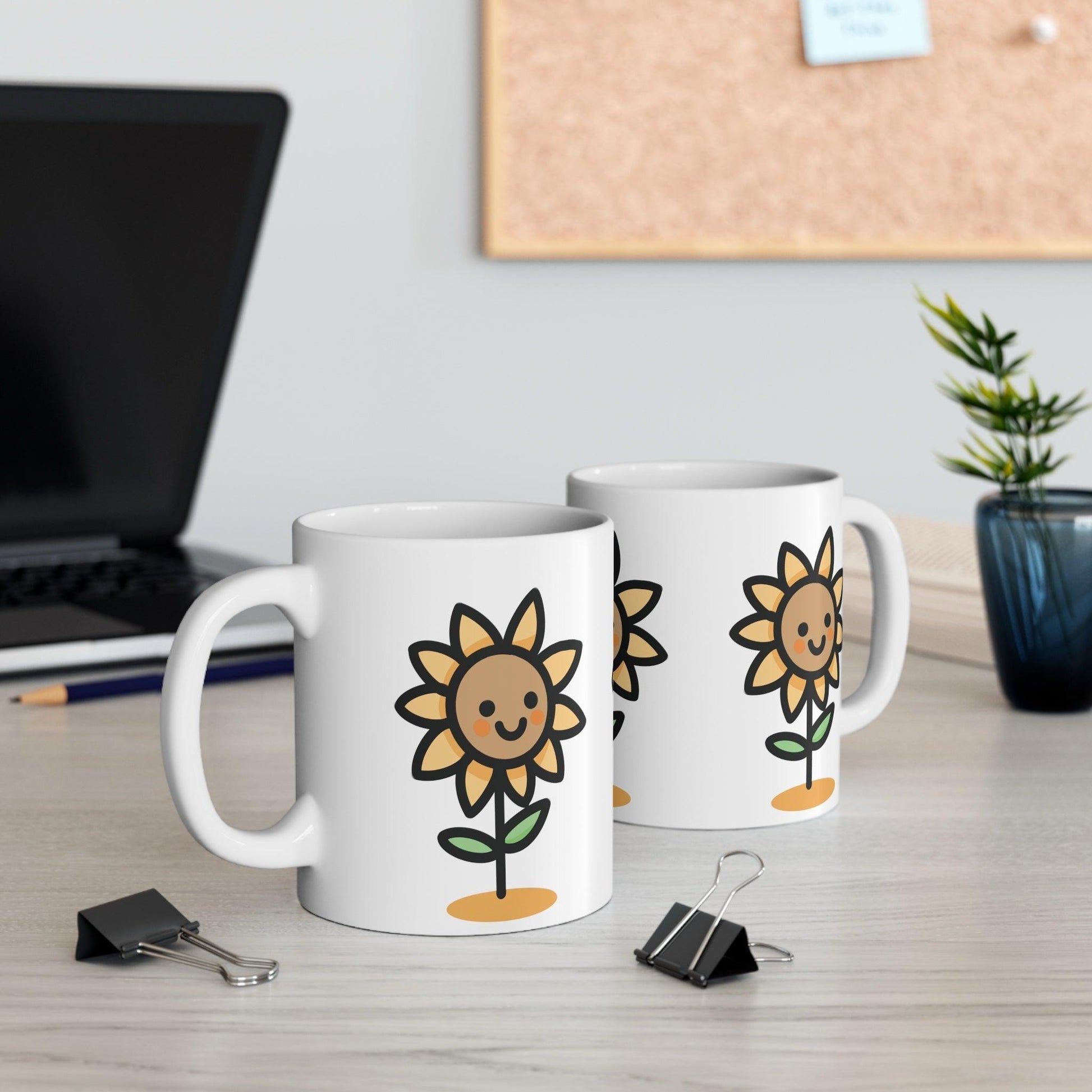 Hand - Drawn Sunflower Ceramic Mug | 11 oz Bright Gift - mezetto KEOLIX KEOLIX