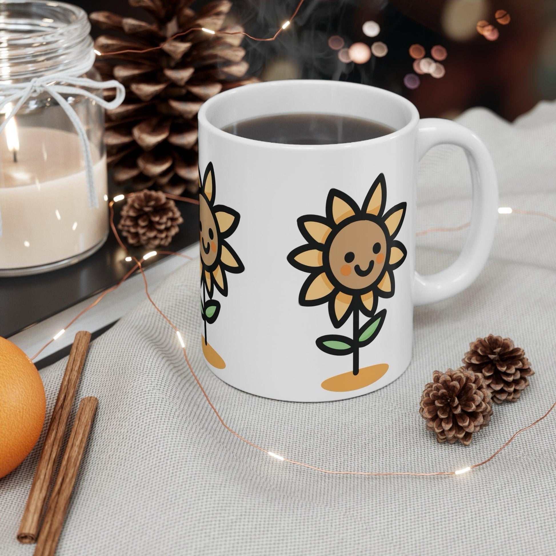 Hand - Drawn Sunflower Ceramic Mug | 11 oz Bright Gift - mezetto KEOLIX KEOLIX