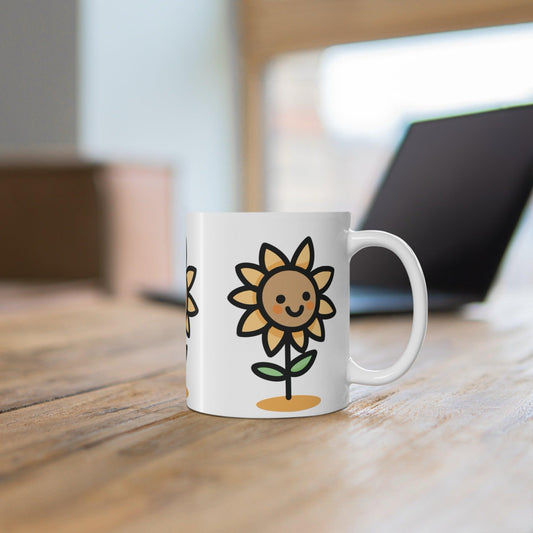 Hand - Drawn Sunflower Ceramic Mug | 11 oz Bright Gift - mezetto KEOLIX KEOLIX