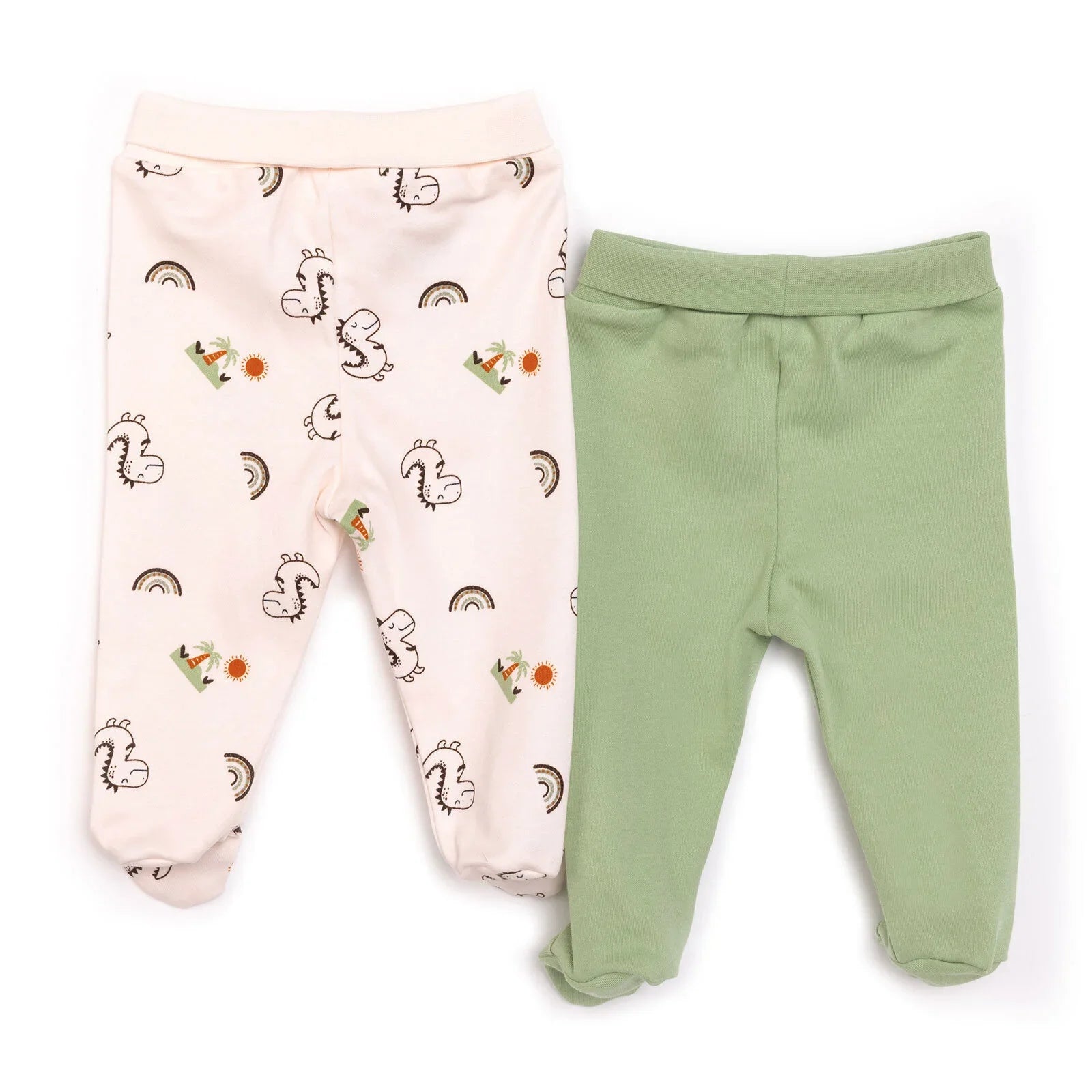 HelloBaby Baby Boy 2 Pcs Footed Bottom - Beige - mezetto