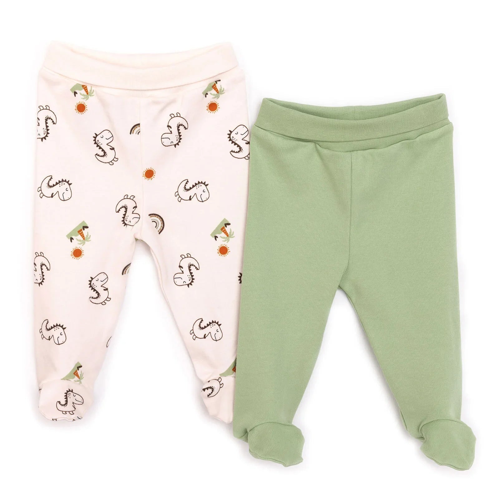 HelloBaby Baby Boy 2 Pcs Footed Bottom - Beige - mezetto