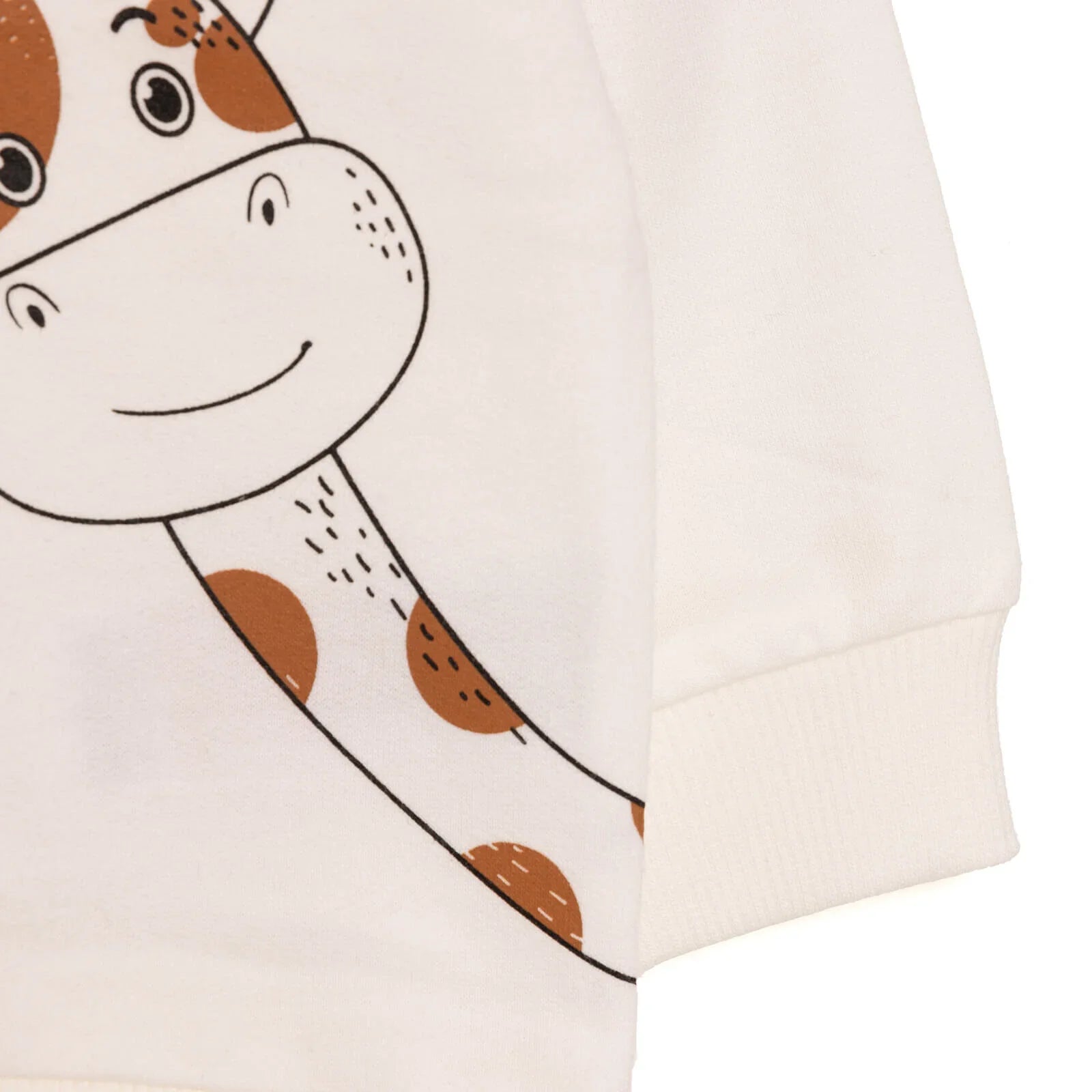 HelloBaby Baby Boy Basic Giraffe Printed Sweatshirt - Ecru - mezetto