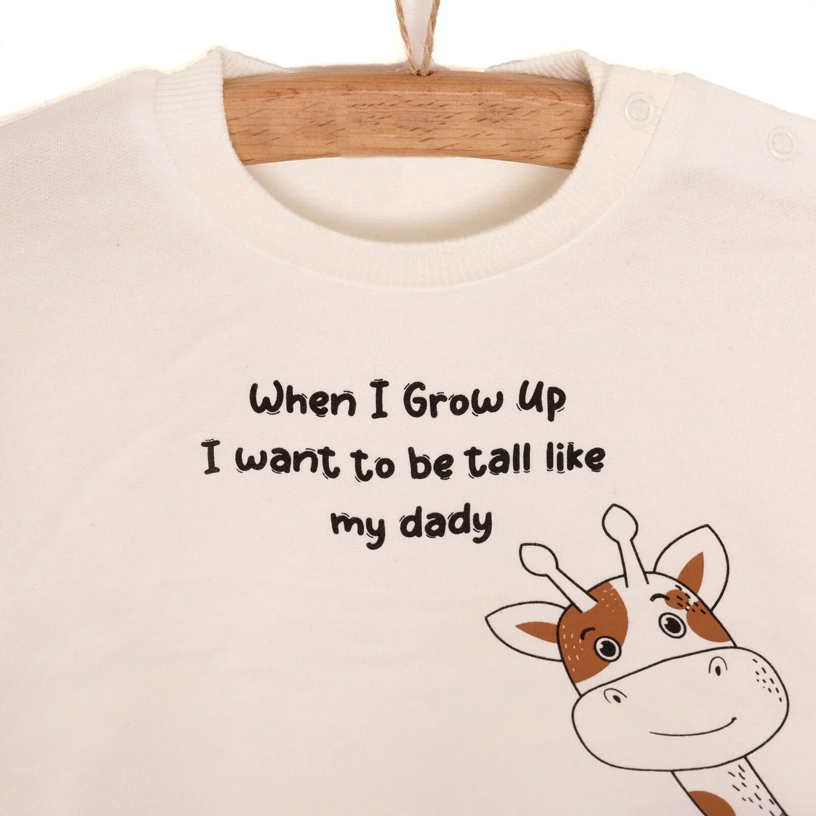 HelloBaby Baby Boy Basic Giraffe Printed Sweatshirt - Ecru - mezetto