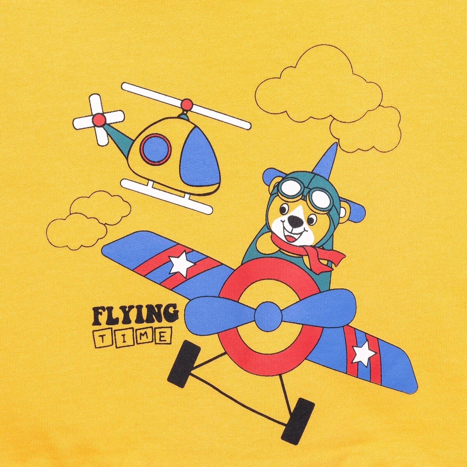 HelloBaby Baby Boy Basic Helicopter Patterned Sweatshirt - Dark Yellow - mezetto