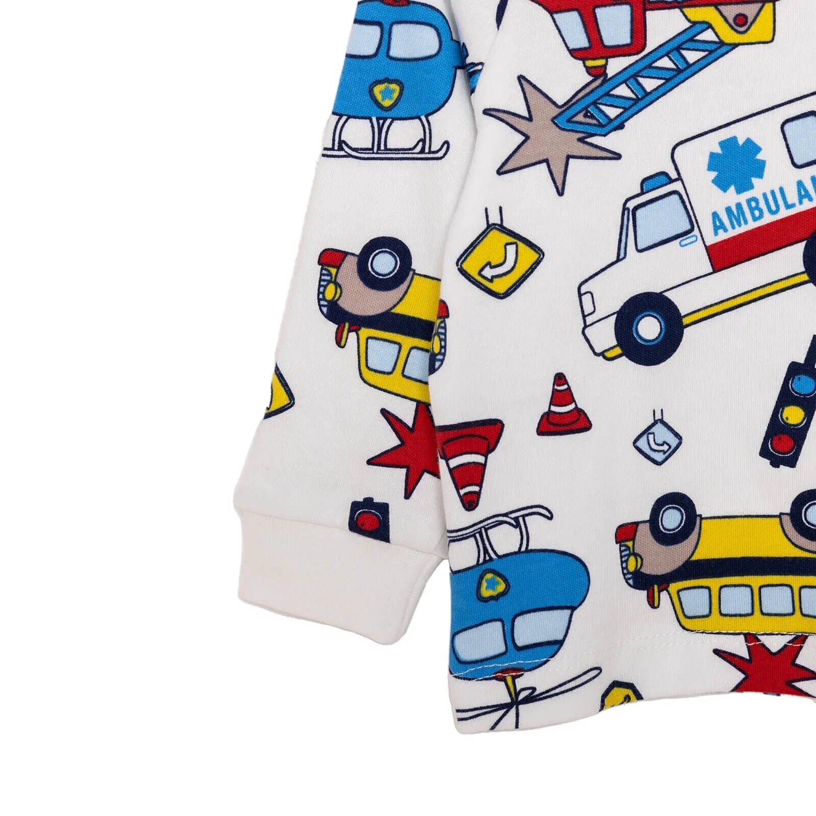 HelloBaby Baby Boy Cars Printed Pyjamas Set - Ecru - mezetto