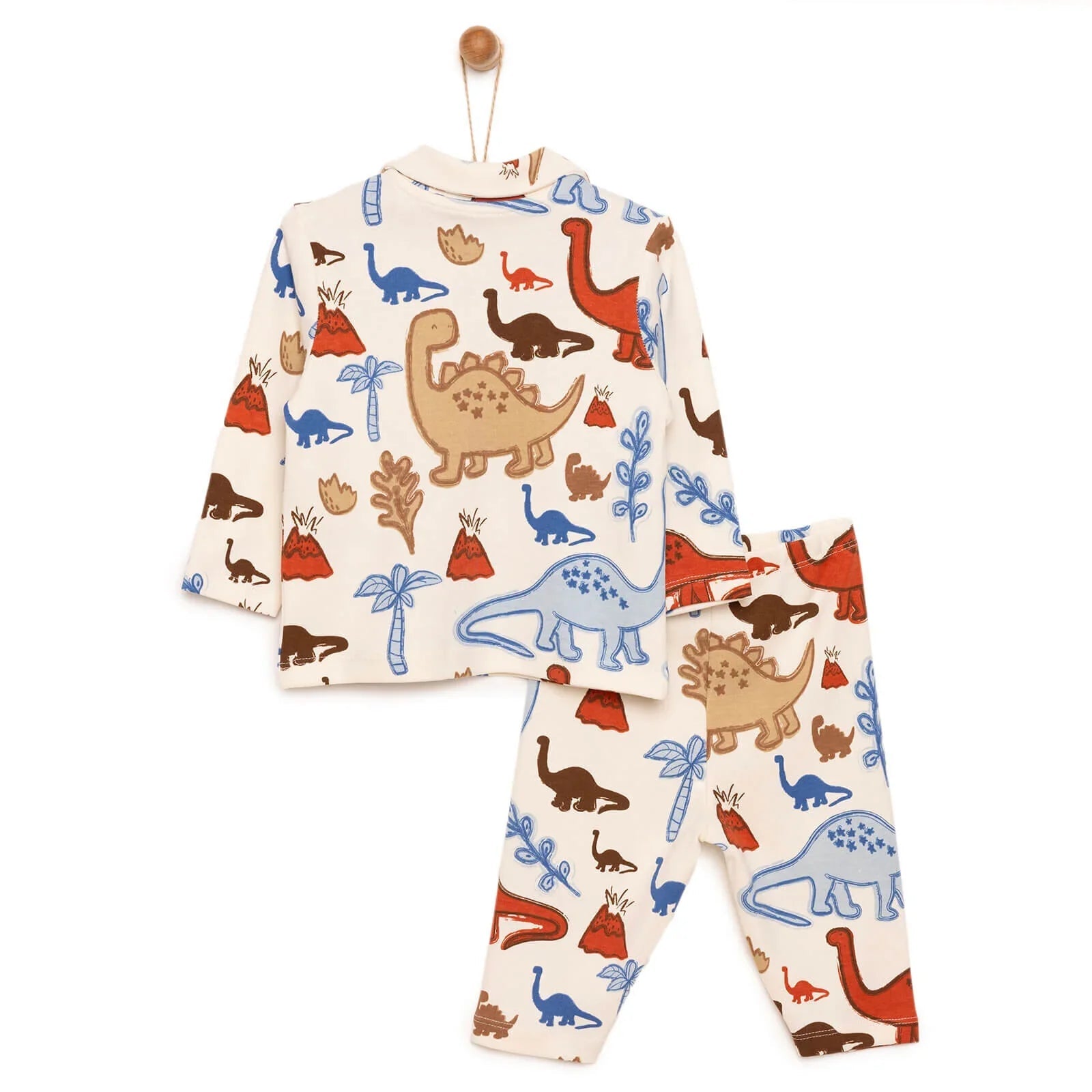 HelloBaby Baby Boy Dinasour Printed Pyjamas Set - Ecru - mezetto