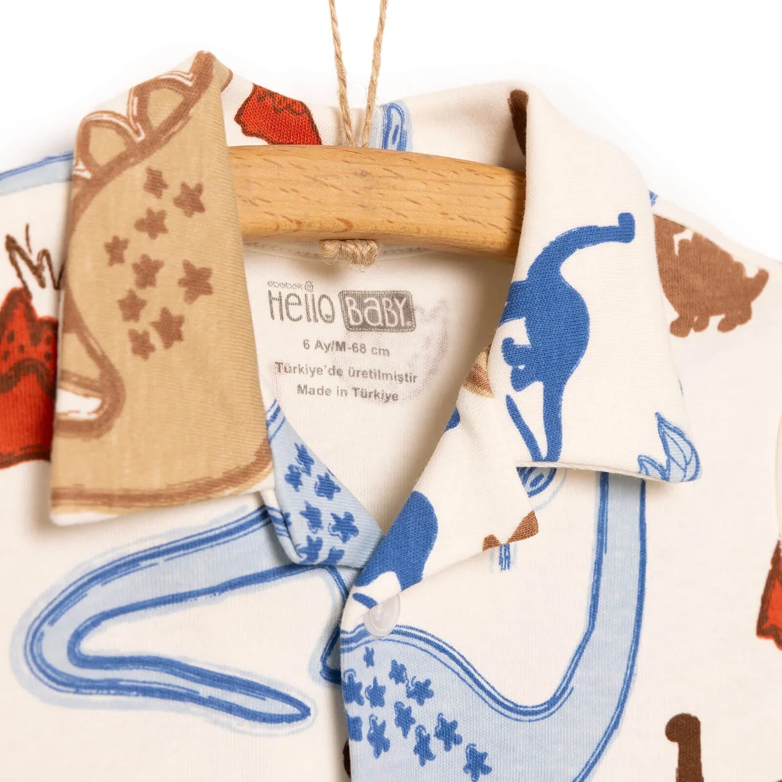 HelloBaby Baby Boy Dinasour Printed Pyjamas Set - Ecru - mezetto