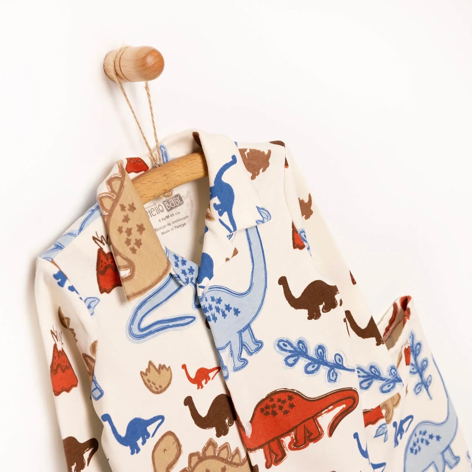 HelloBaby Baby Boy Dinasour Printed Pyjamas Set - Ecru - mezetto