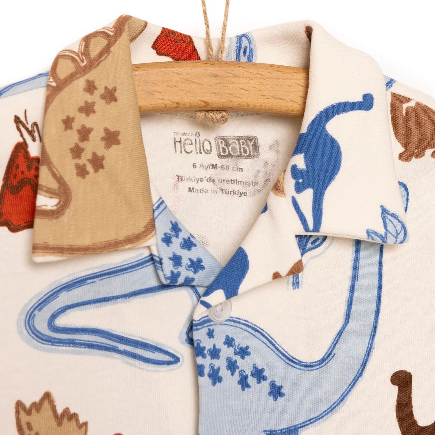 HelloBaby Baby Boy Dinasour Printed Pyjamas Set - Ecru - mezetto