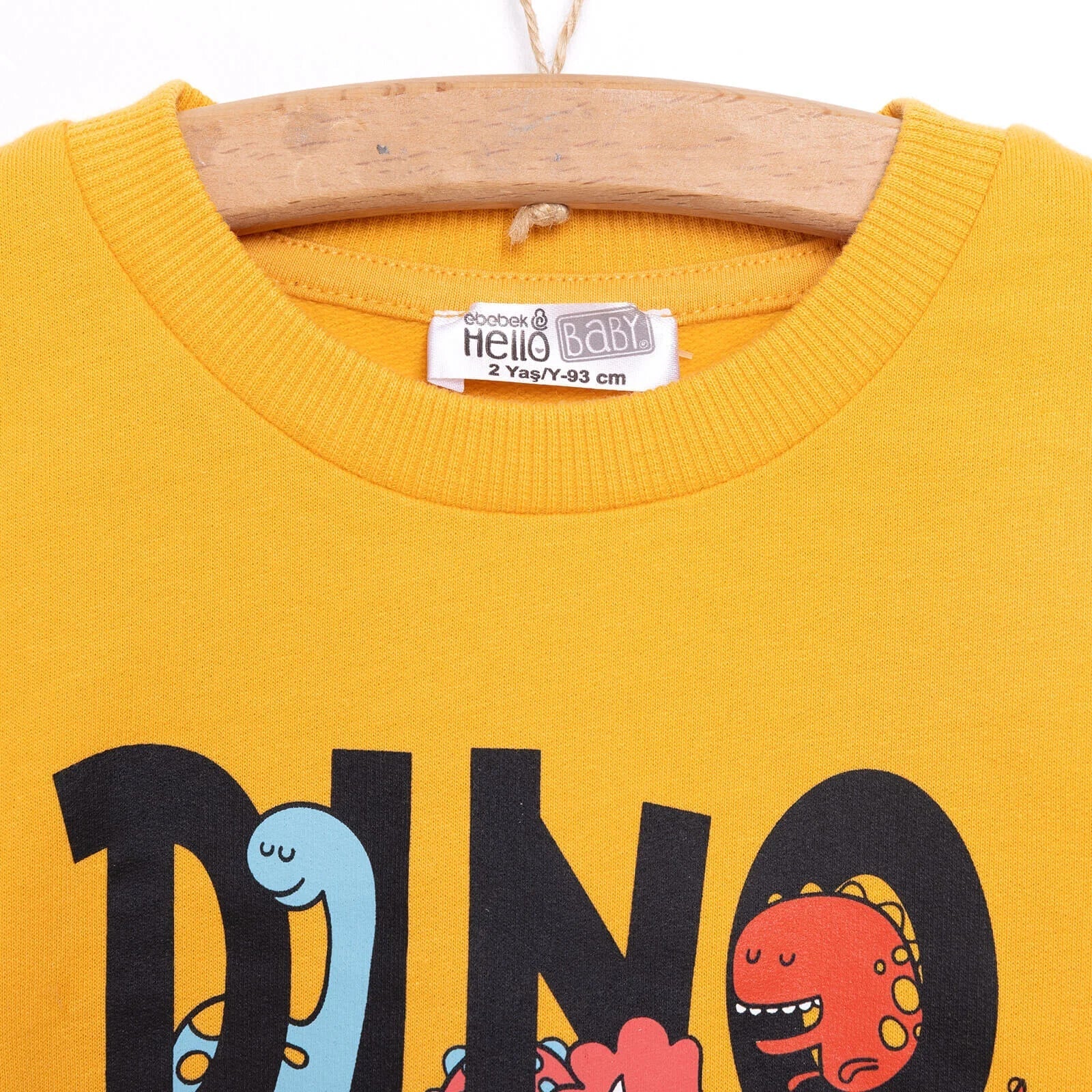HelloBaby Baby Boy Dino Patterned Sweatshirt - Mustard - mezetto
