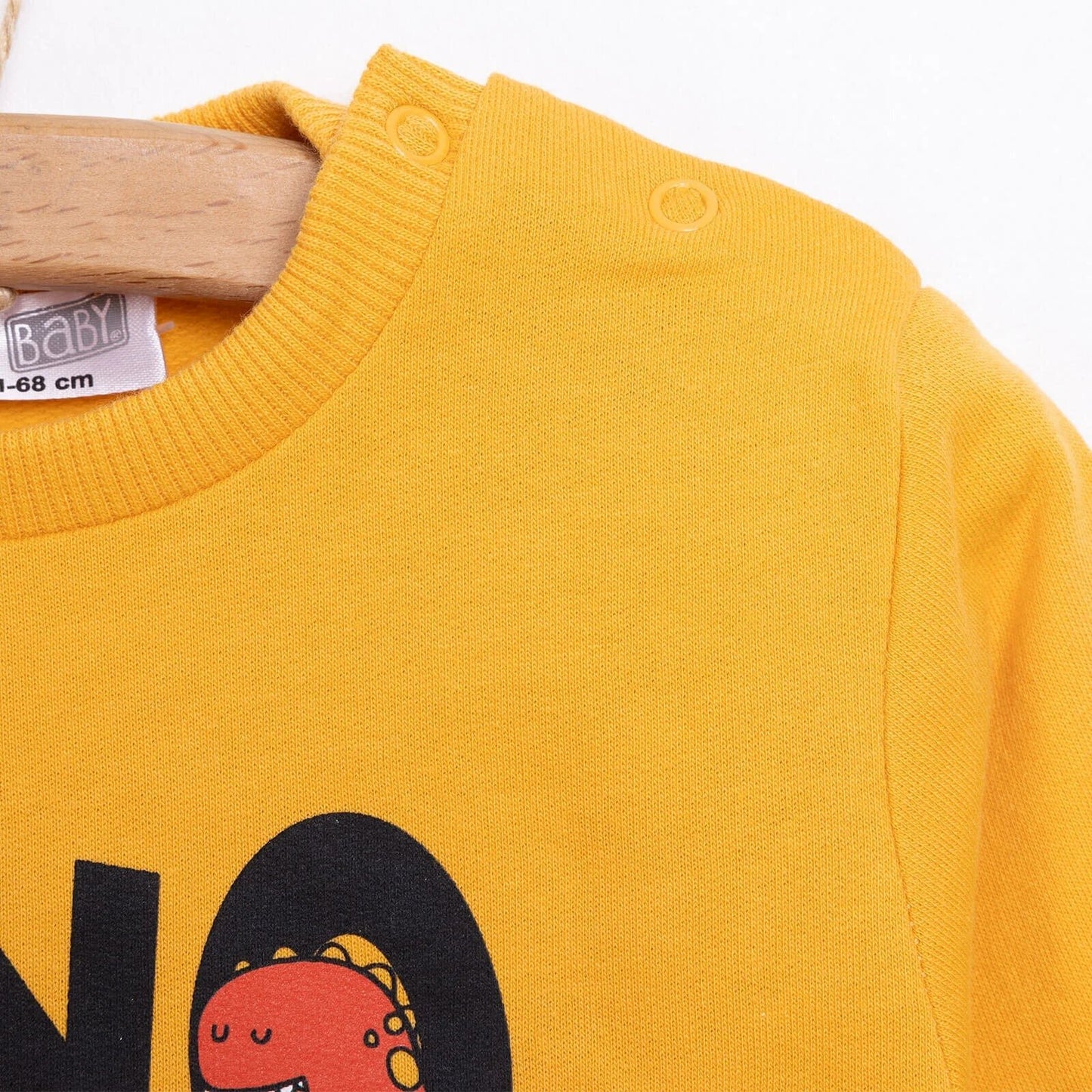 HelloBaby Baby Boy Dino Patterned Sweatshirt - Mustard - mezetto