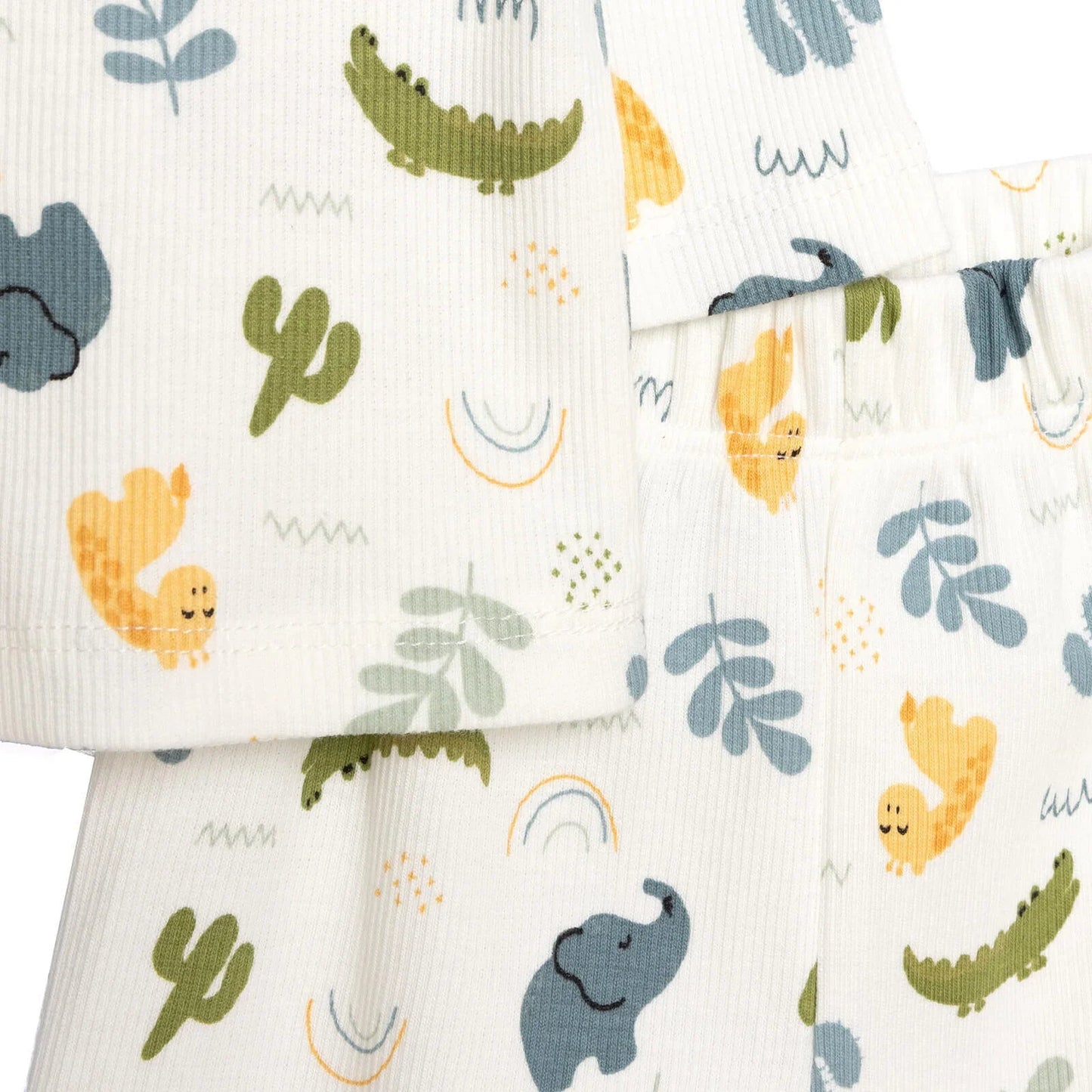 HelloBaby Baby Boy Elephant Printed Long Sleeve Pyjamas 2 pcs - Ecru - mezetto