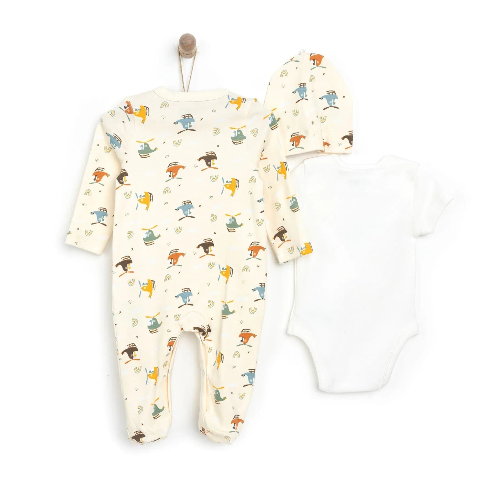 HelloBaby Baby Boy Jumpsuit - Body - Hat - Beige - mezetto