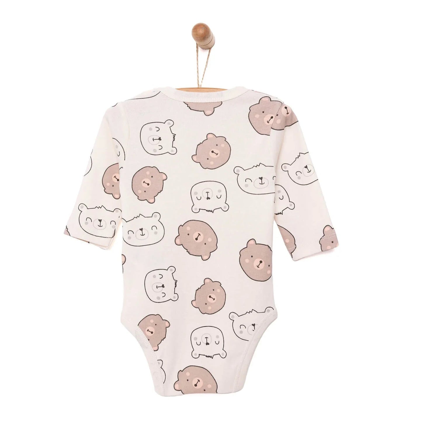 HelloBaby Baby Boy Long Sleeve Bodysuit - Beige - mezetto