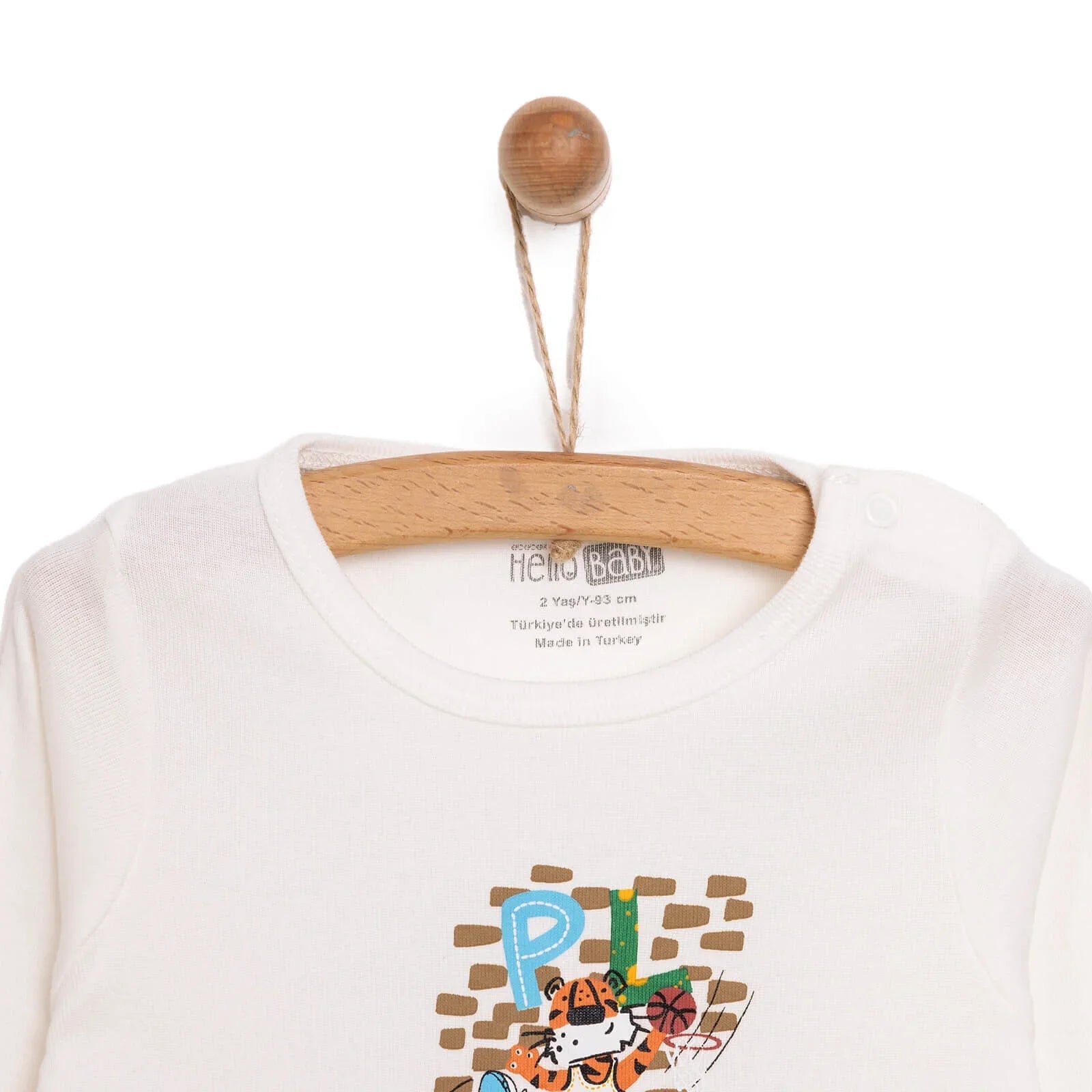 HelloBaby Baby Boy Long Sleeve Bodysuit - Beige - mezetto