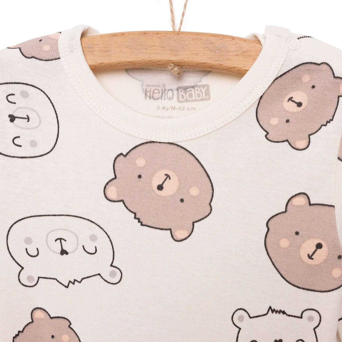 HelloBaby Baby Boy Long Sleeve Bodysuit - Beige - mezetto