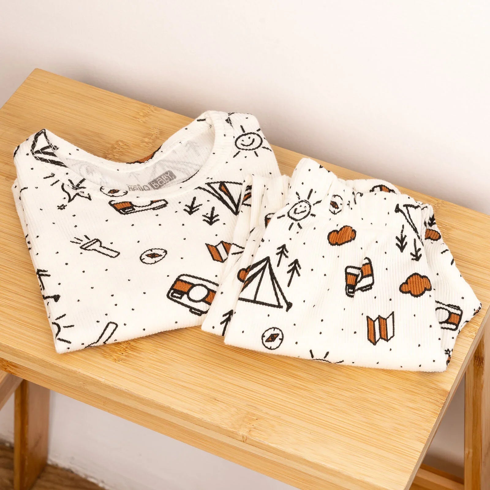 HelloBaby Baby Boy Long Sleeve Pyjamas - Ecru - mezetto