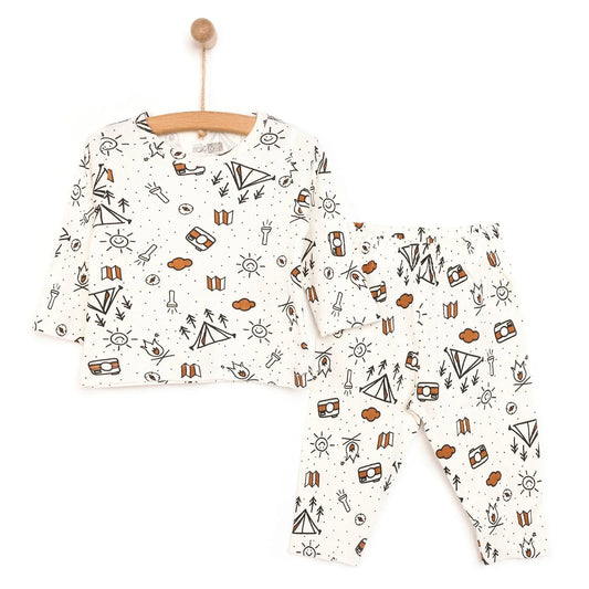 HelloBaby Baby Boy Long Sleeve Pyjamas - Ecru - mezetto