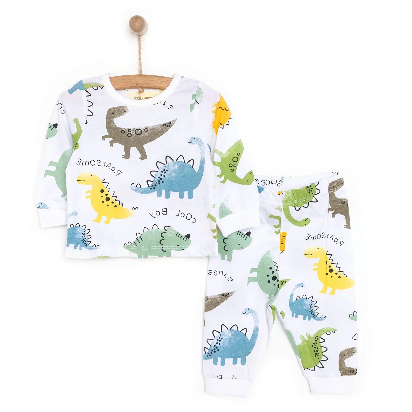 HelloBaby Baby Boy Long Sleeve Pyjamas Set - White - mezetto