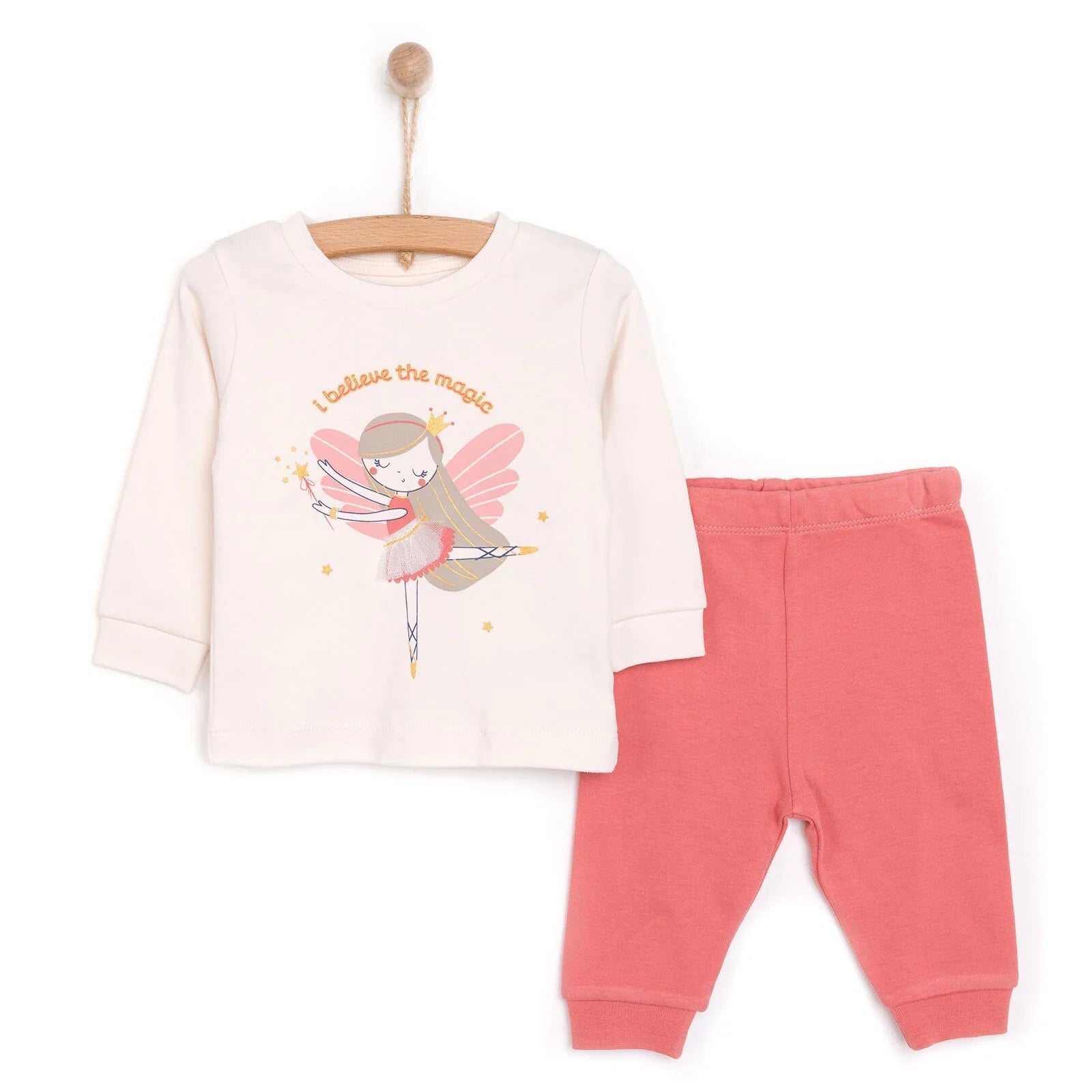 HelloBaby Baby Girl Long Sleeve Pyjamas Set - Ecru - mezetto