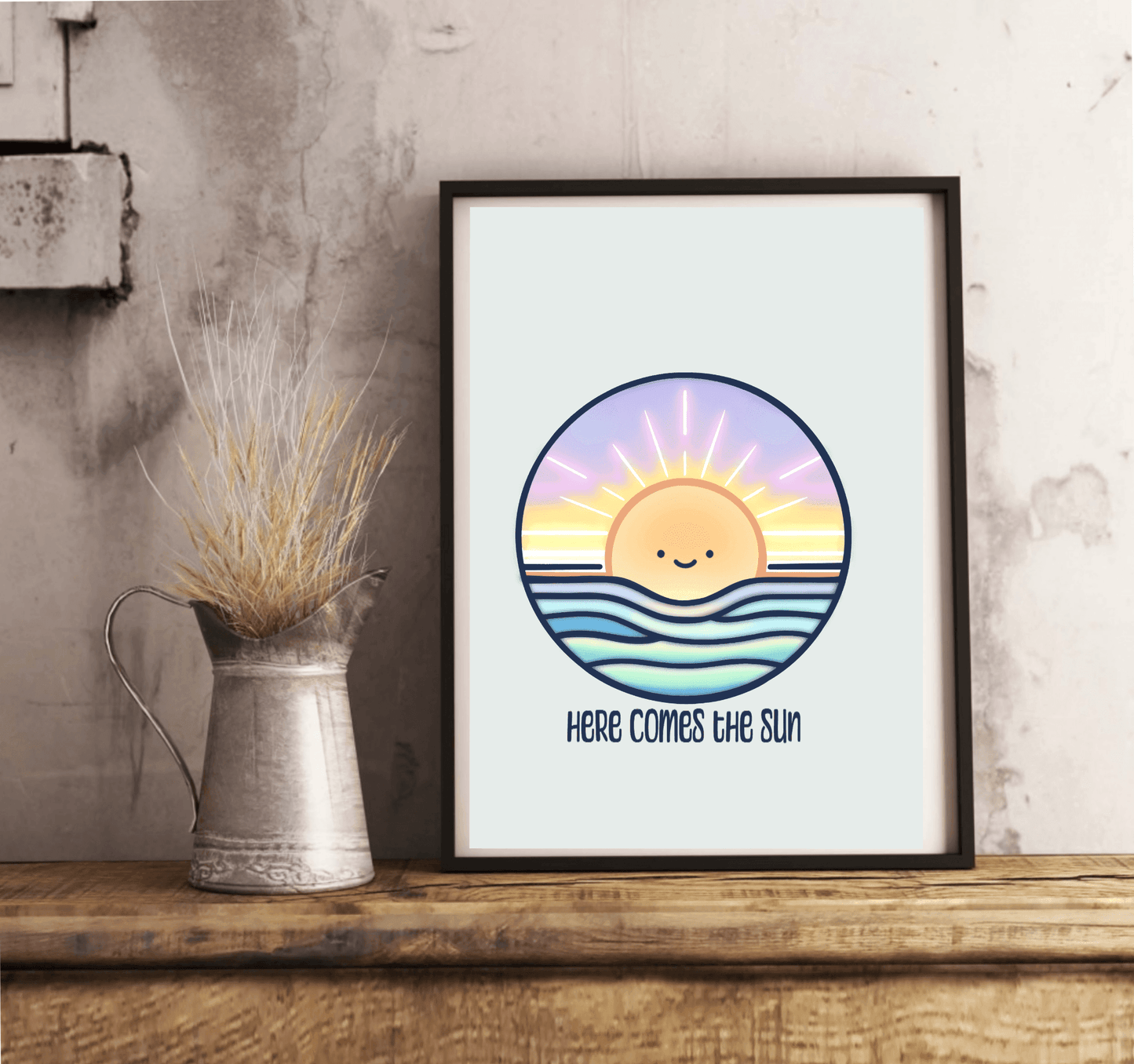 Here Comes the Sun Art Print – Cute Minimalist Wall Decor - mezetto KEOLIX KEOLIX