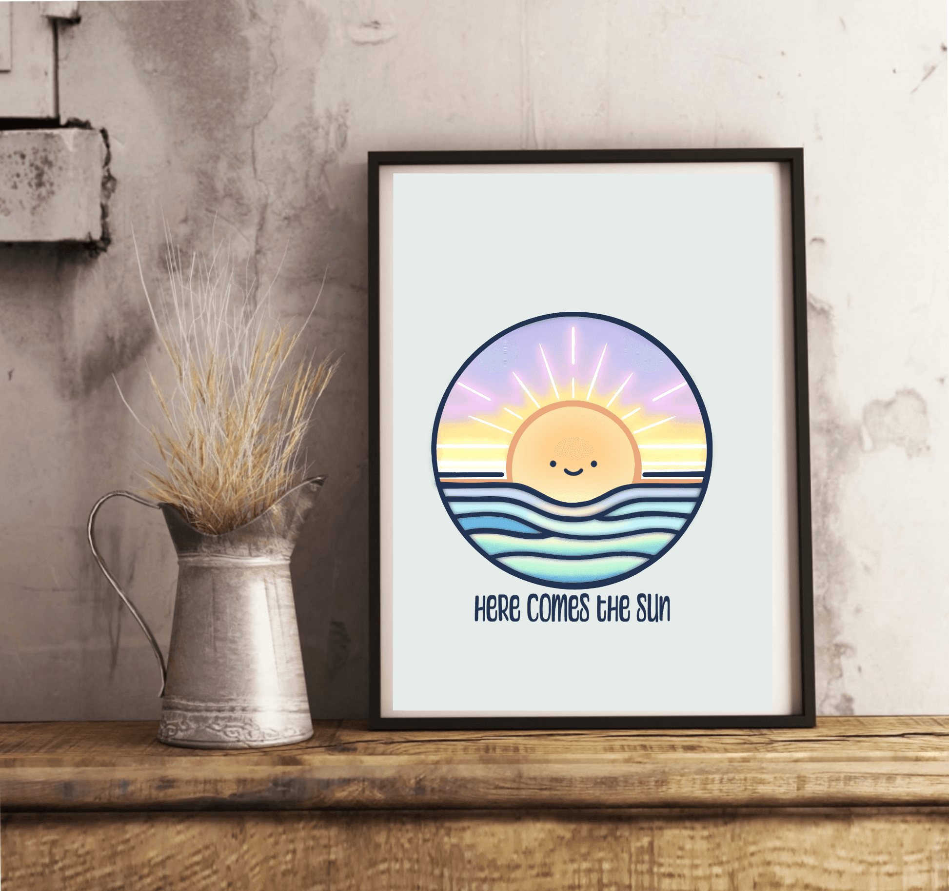 Here Comes the Sun Art Print – Cute Minimalist Wall Decor - mezetto KEOLIX KEOLIX