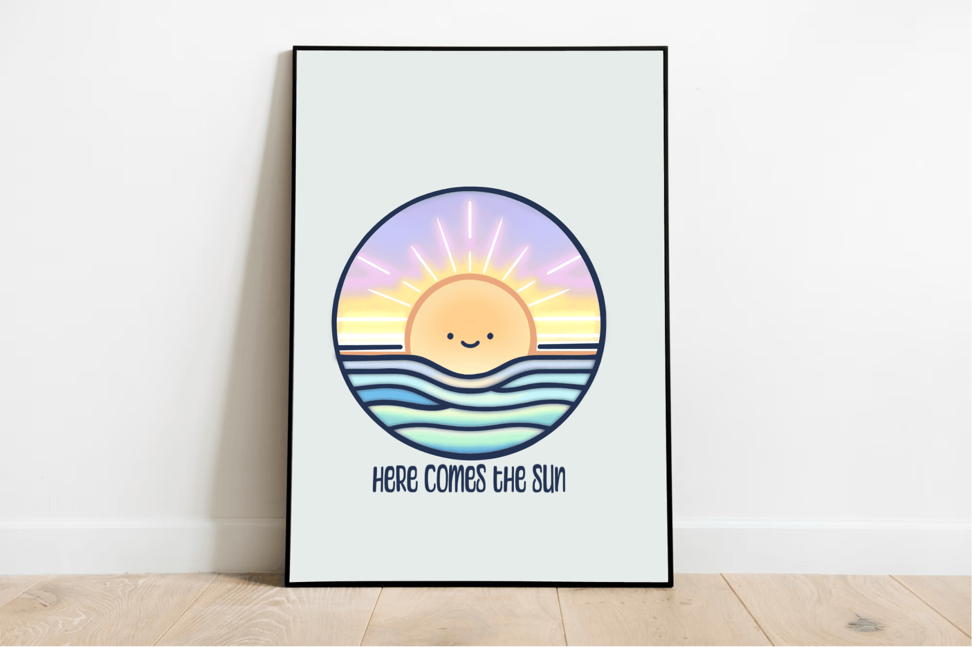 Here Comes the Sun Art Print – Cute Minimalist Wall Decor - mezetto KEOLIX KEOLIX