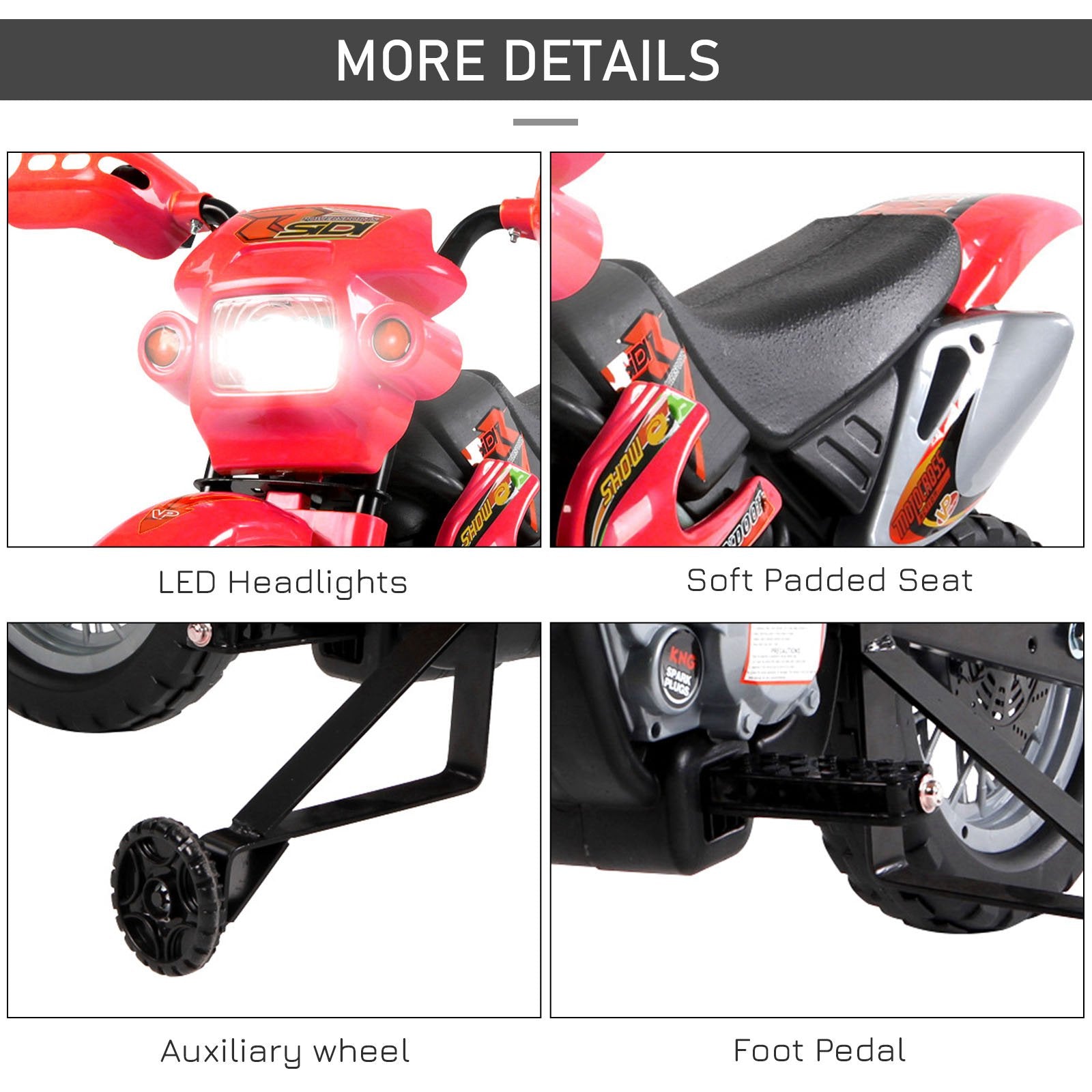 HOMCOM Electrifying Ride: 6V Motorbike for Petite Thrill-Seekers, Battery-Powered Scarlet Scooter-5