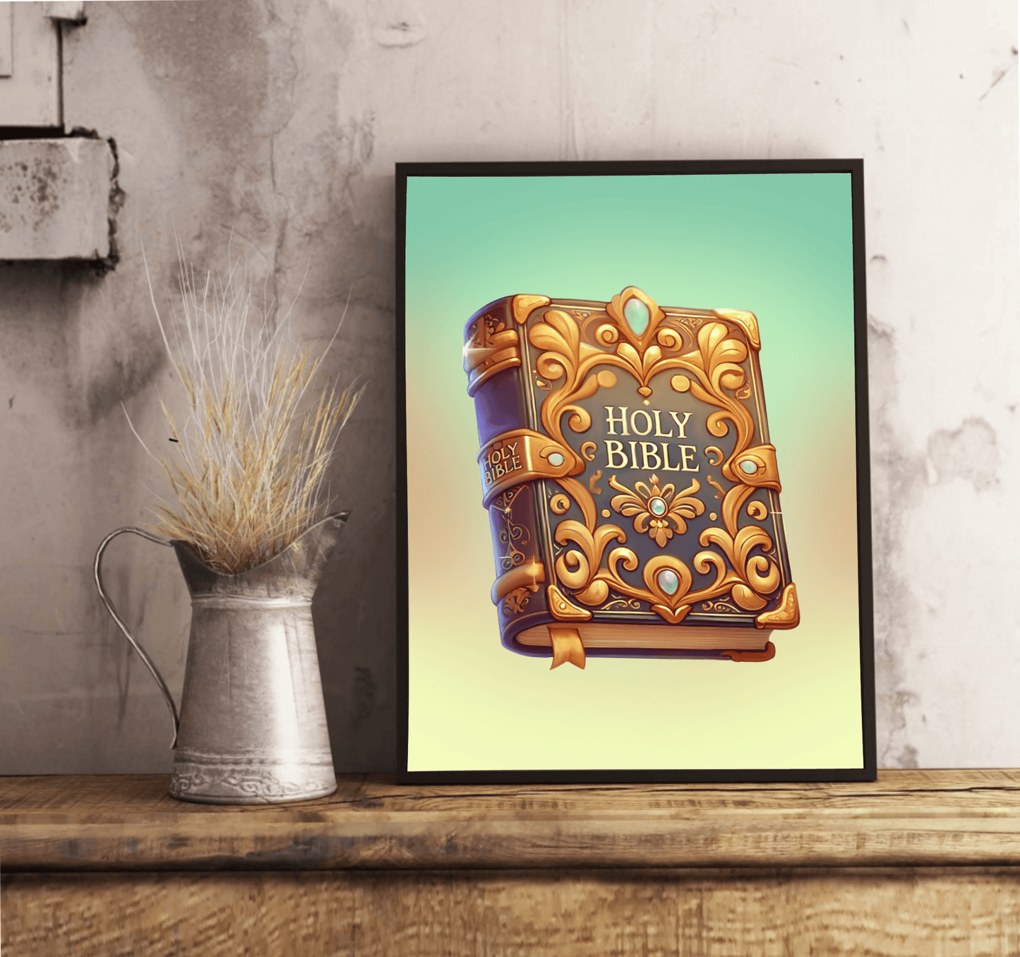 Holy Bible Cartoon Art Print – Faith - Inspired Decor - mezetto KEOLIX KEOLIX