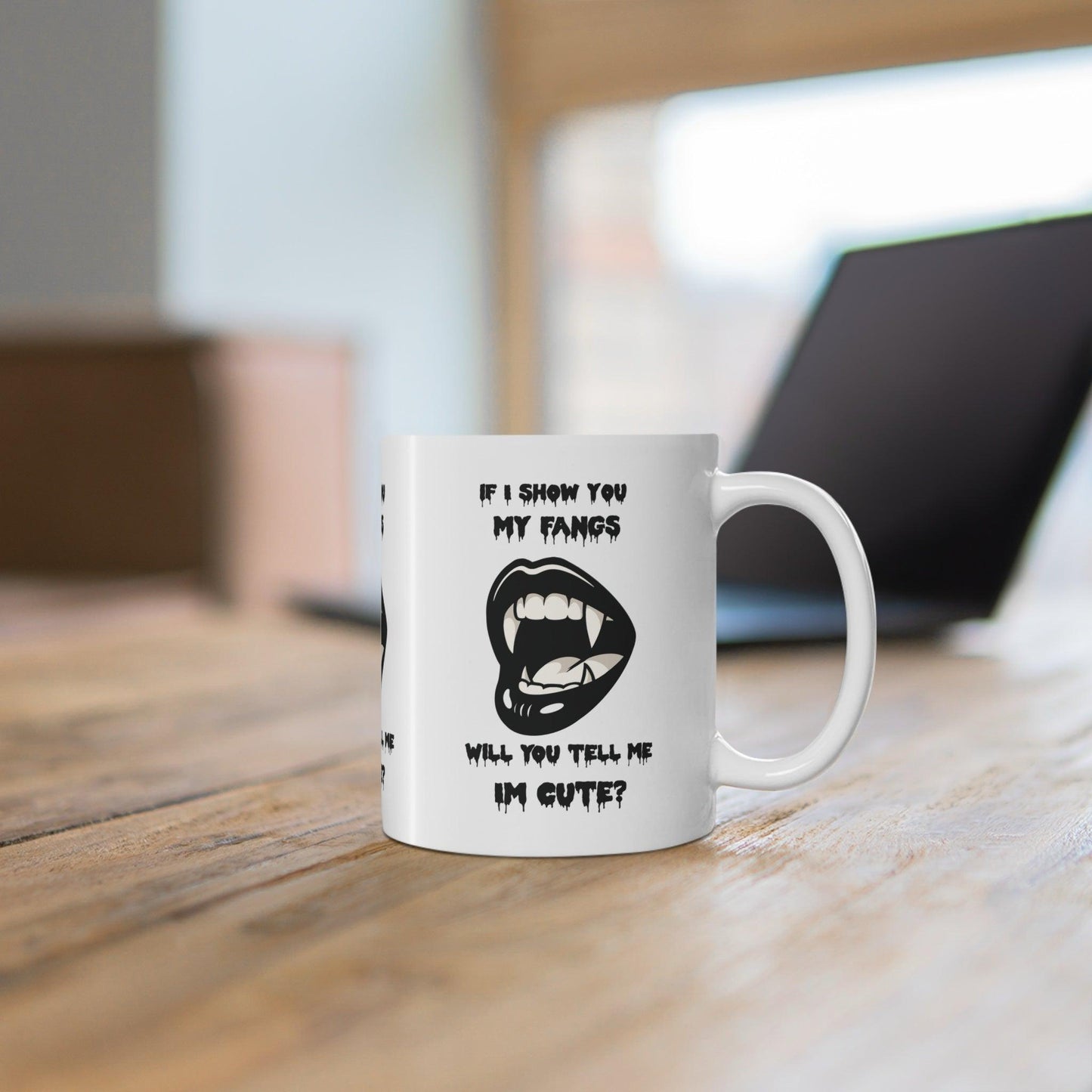If I Show You My Fangs – Minimalist Gothic Mug - mezetto KEOLIX KEOLIX