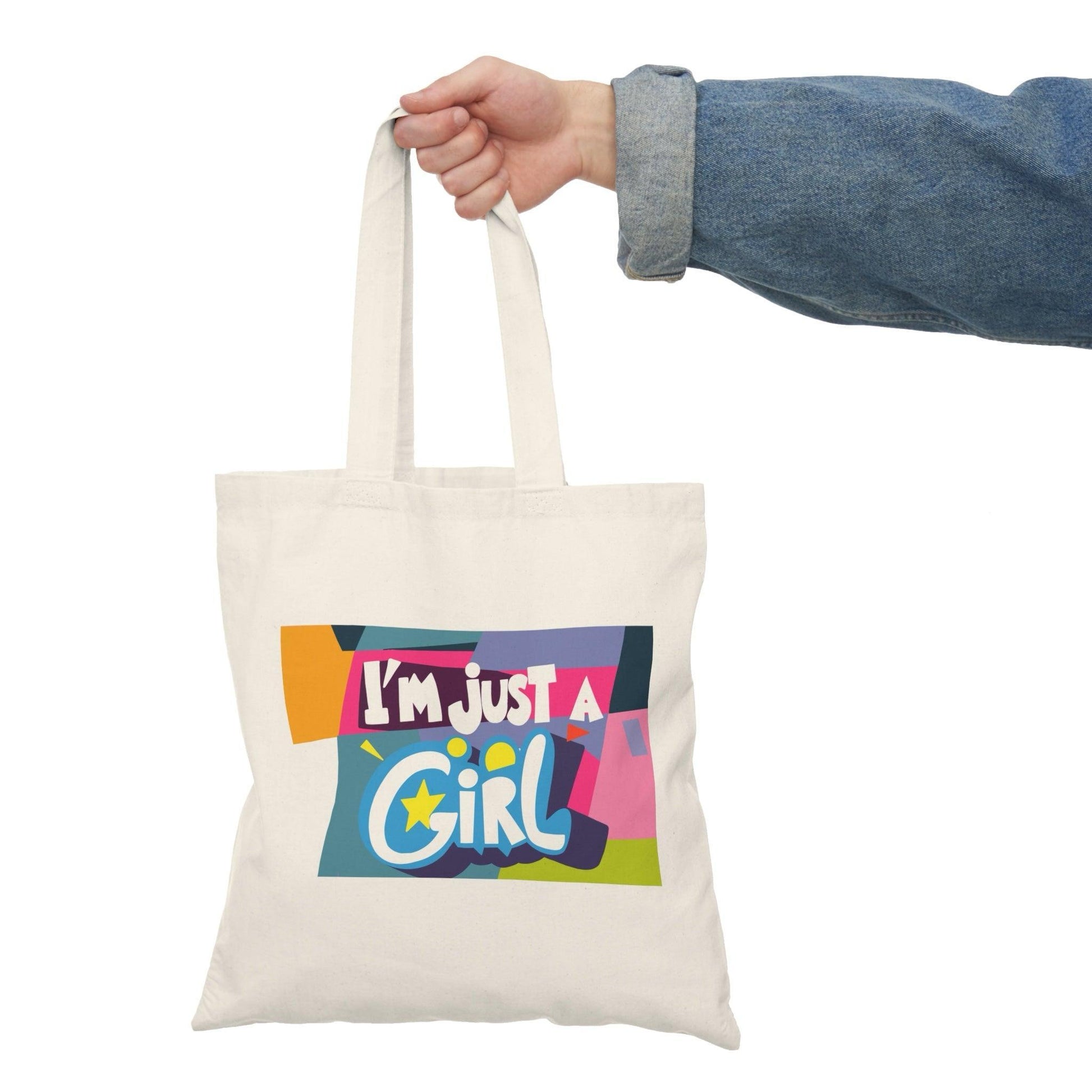 I'm Just a Girl Tote – Empowering Cotton Statement Bag - mezetto KEOLIX KEOLIX
