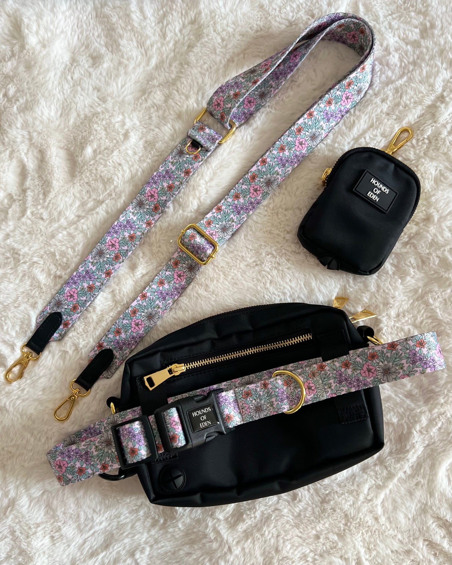 Hands-Free Dog Walking Waist Strap - For use with Ulti-Mate Dog Walking Bag - Gold Hardware
