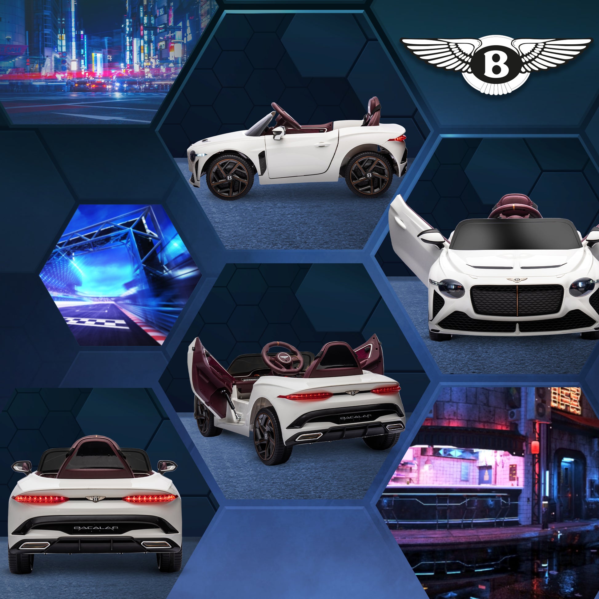 Bentley Bacalar Licensed 12V Kids Electric Ride on Car with Remote Control, Powered Electric Car w/ Portable Battery Aged 3-5 | HOMCOM-6