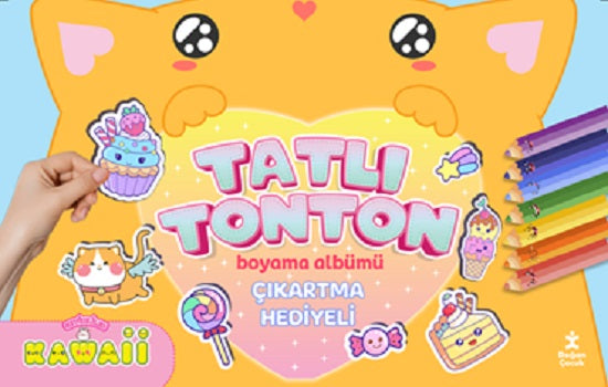 Kawaii Tatlı Tonton Çıkartma Hediyeli Boyama Albümü